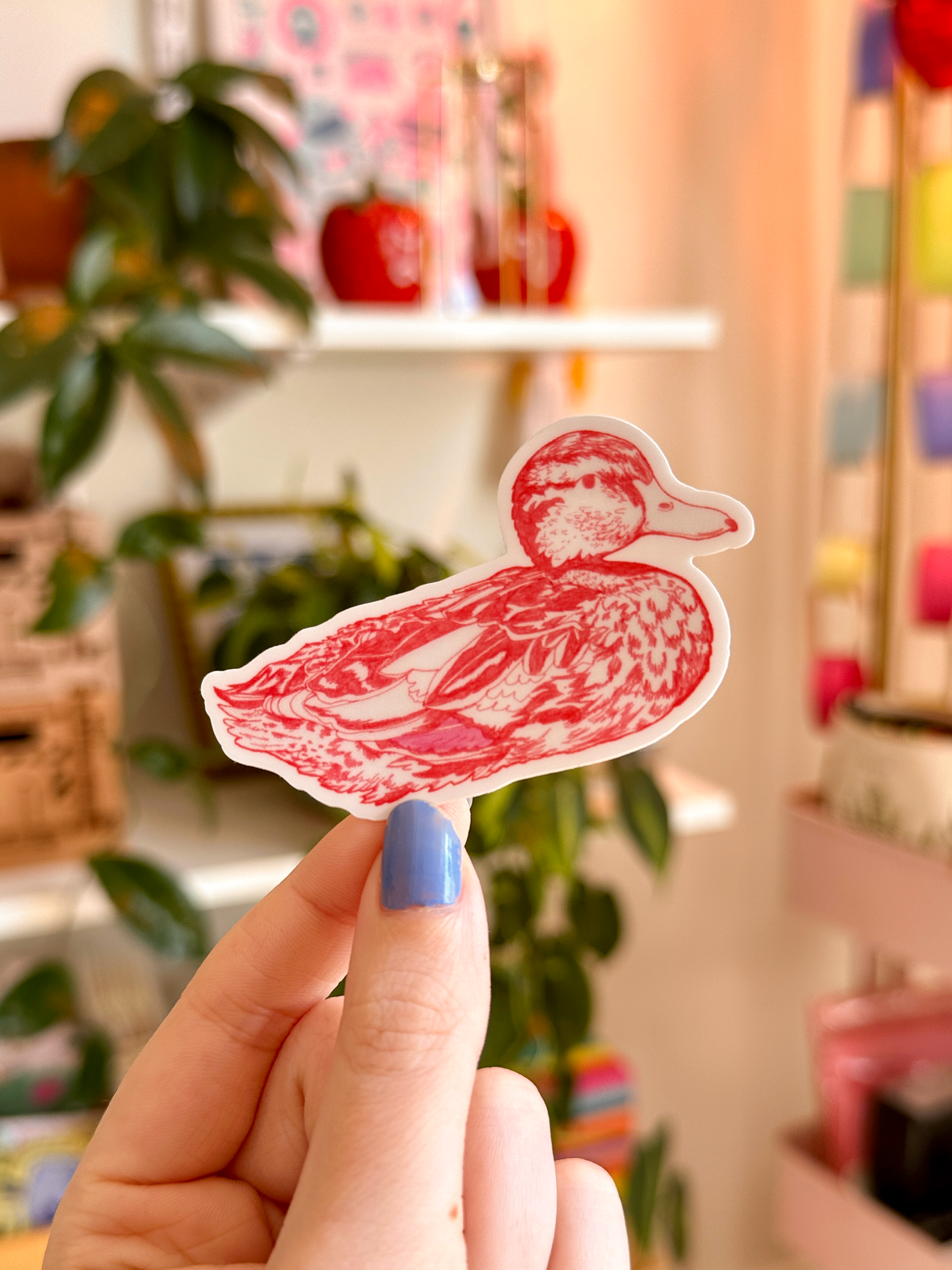 red duck illustration sticker