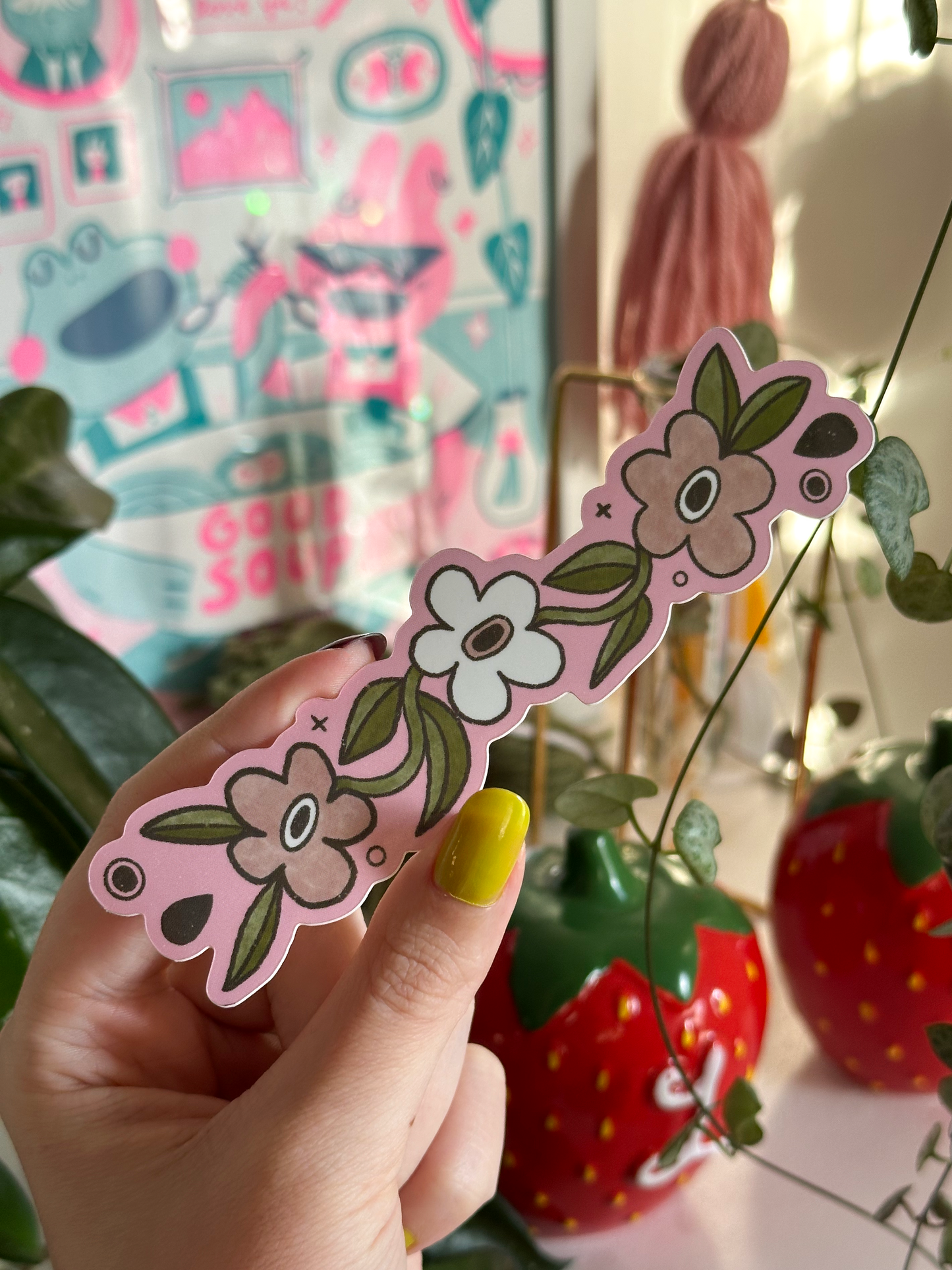 pink flowers gap filler sticker