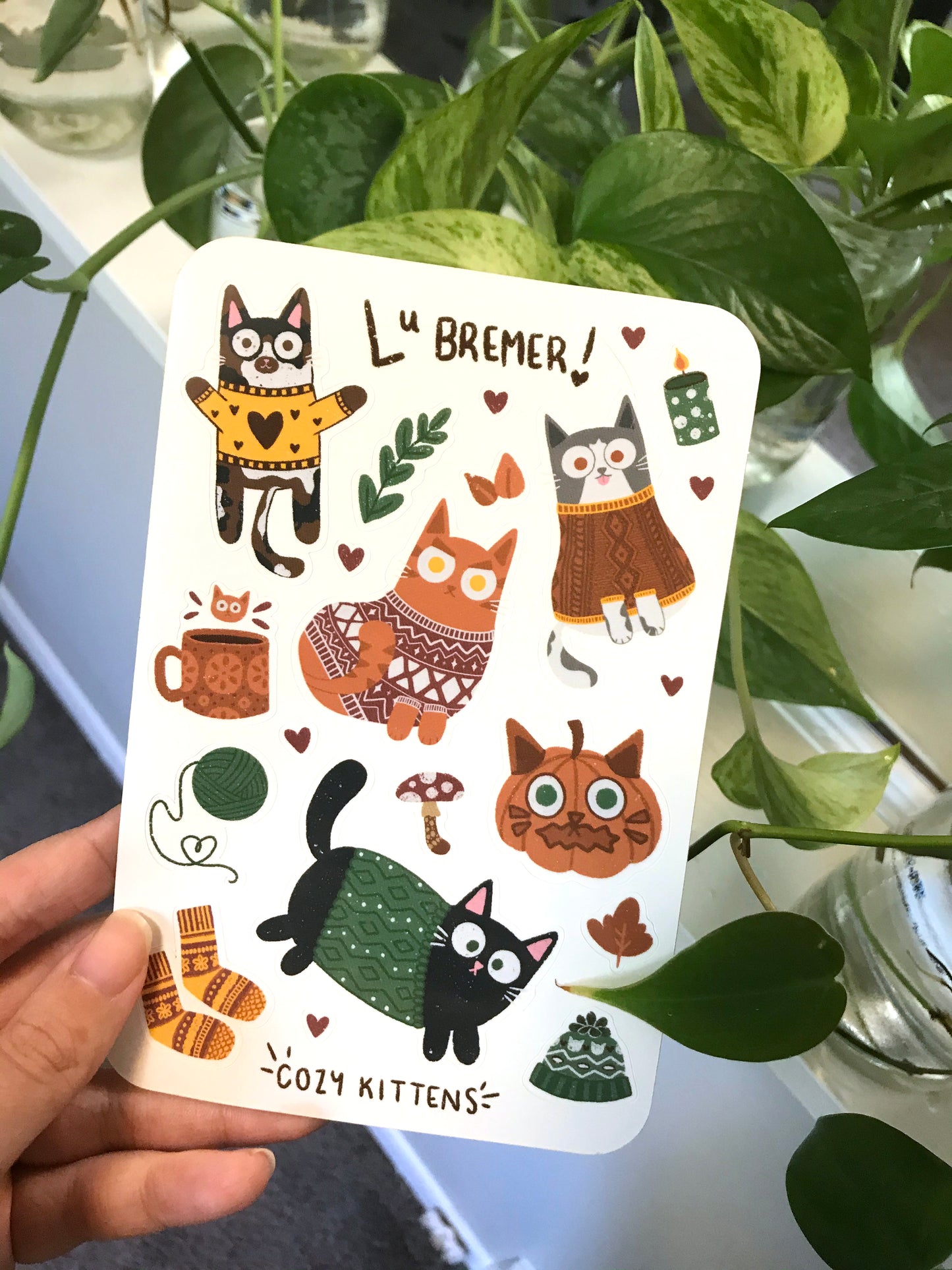 cozy kittens sticker sheet