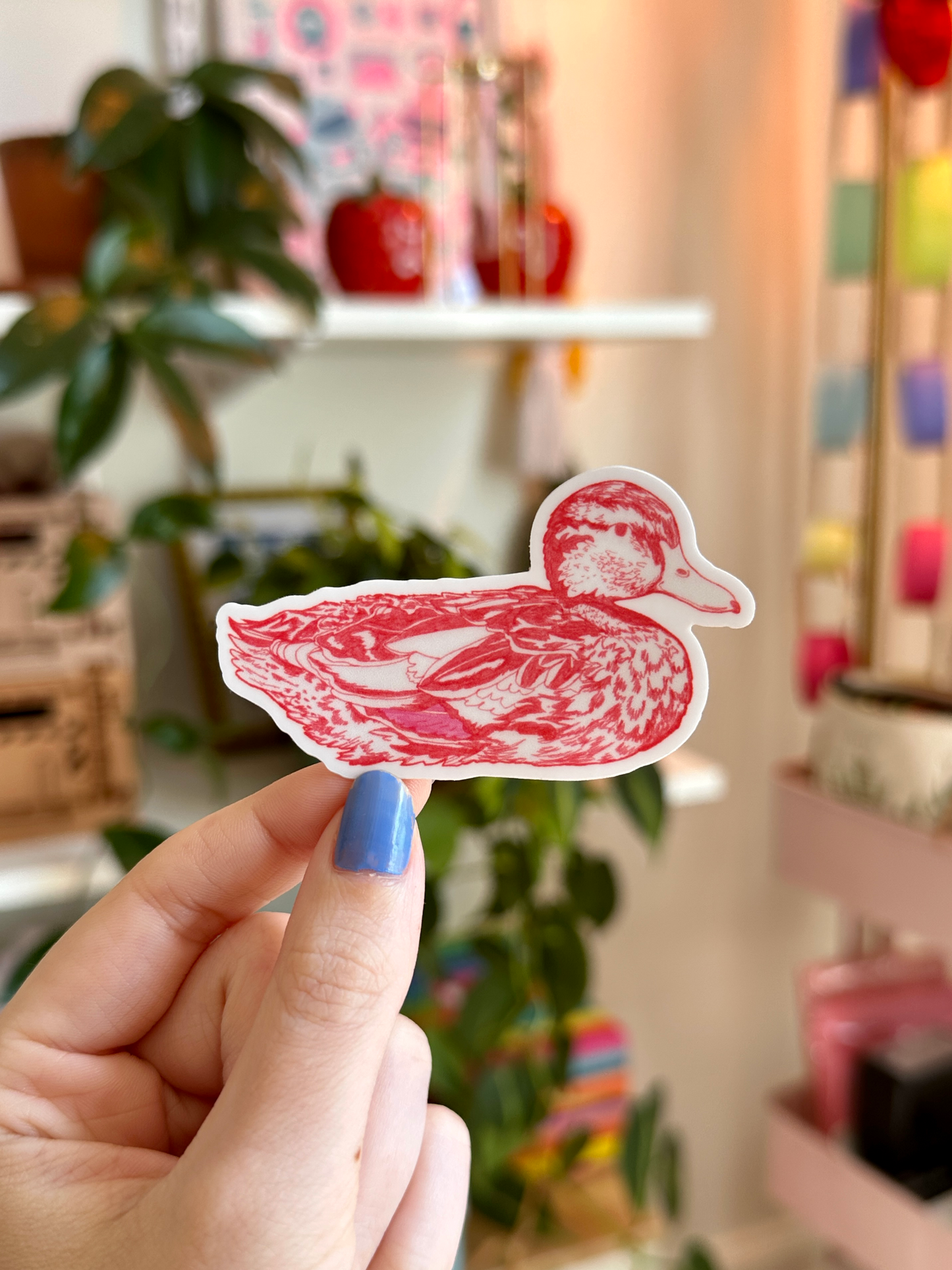 red duck illustration sticker