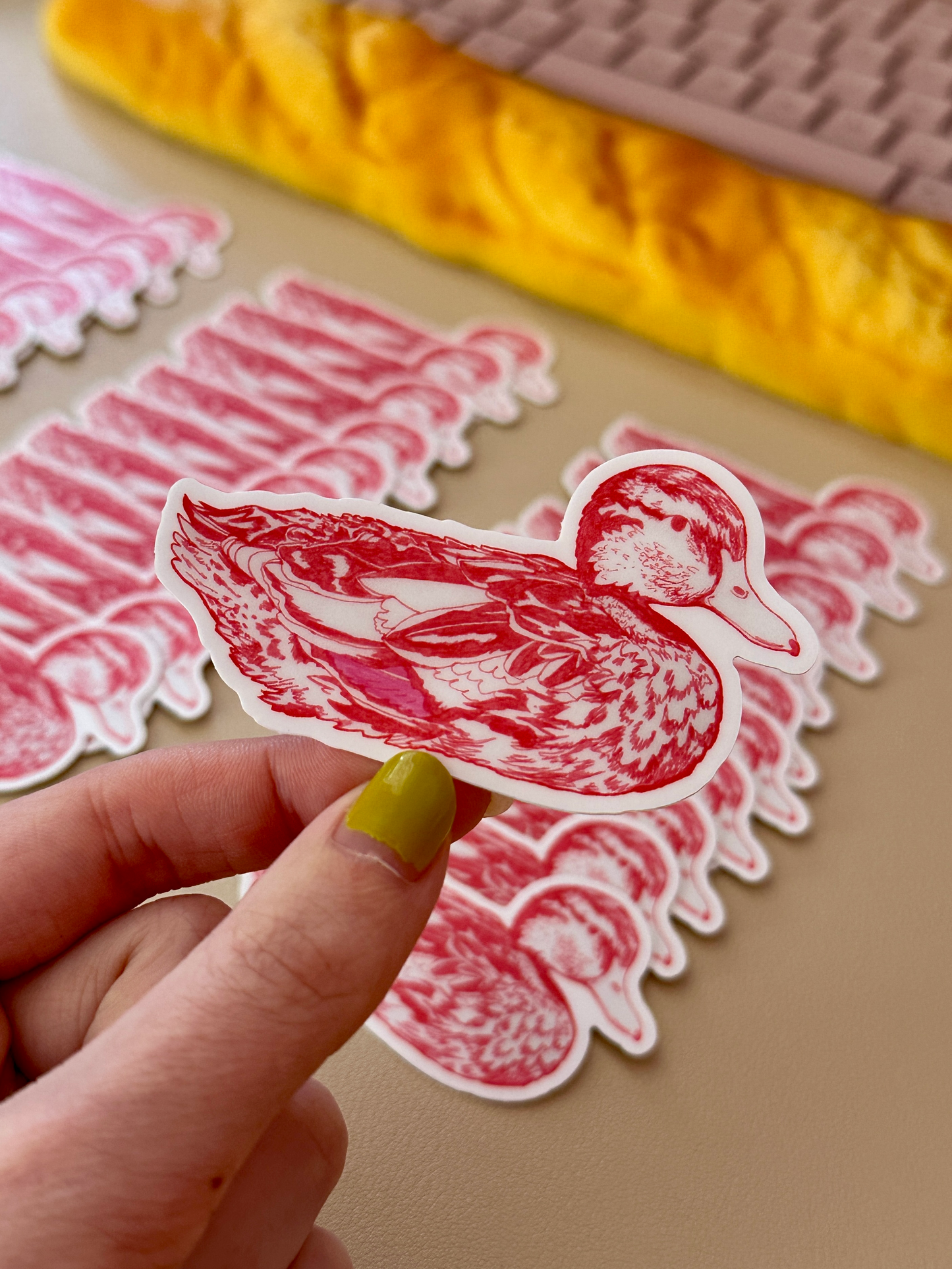 red duck illustration sticker