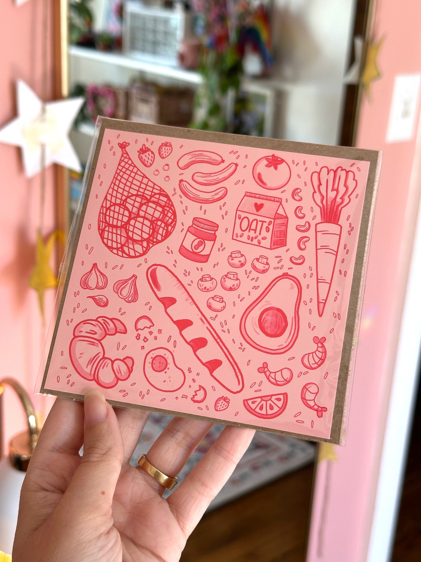 "groceries" square mini art print (5x5)