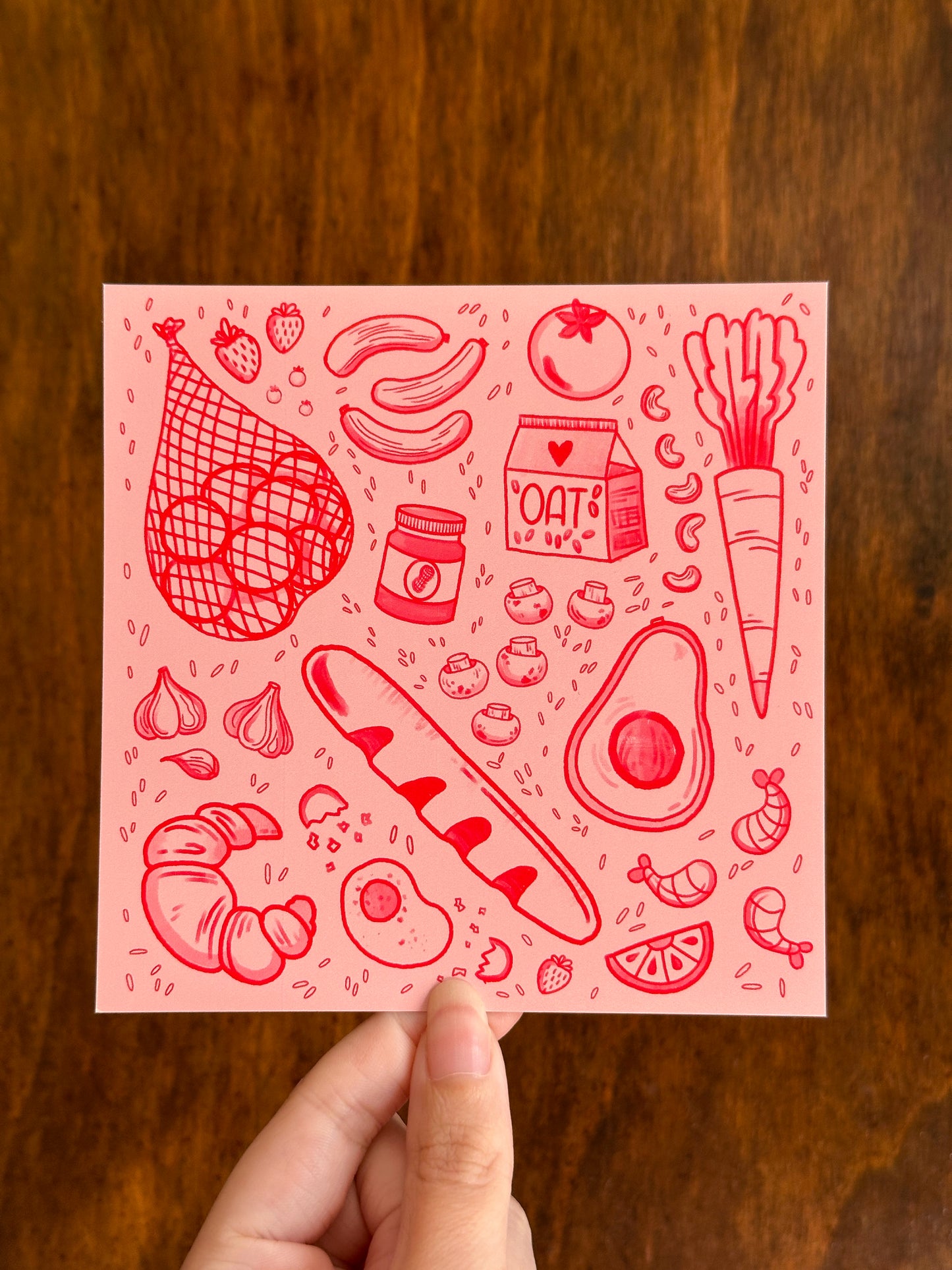"groceries" square mini art print (5x5)