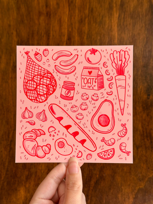 "groceries" square mini art print (5x5)