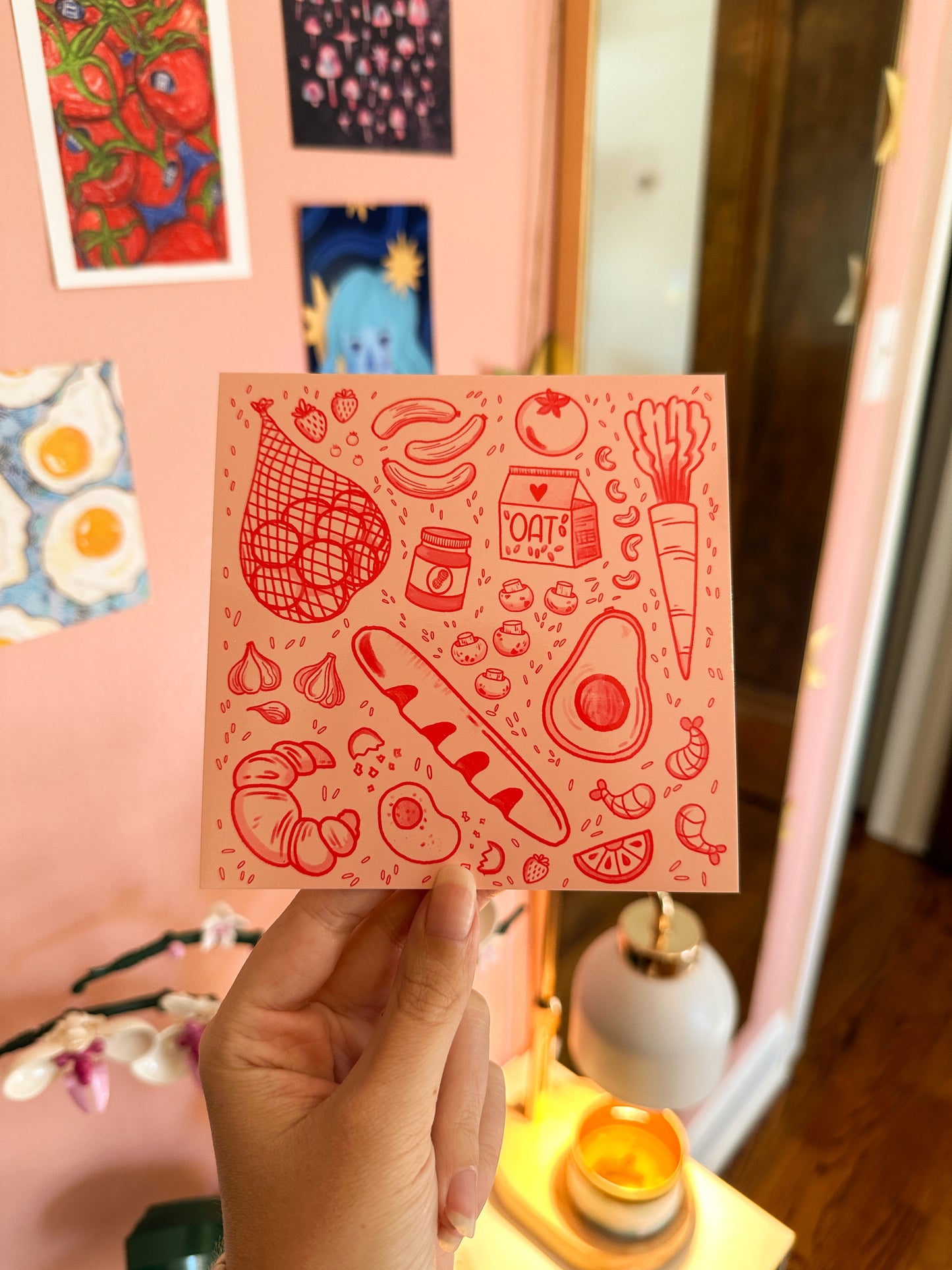 "groceries" square mini art print (5x5)