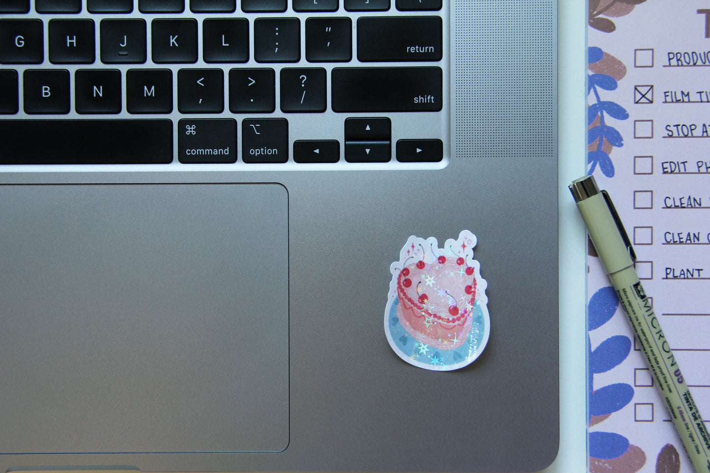holographic heart cake sticker