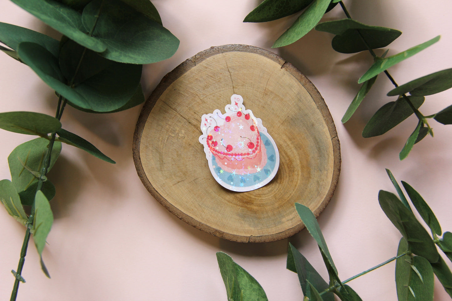 holographic heart cake sticker