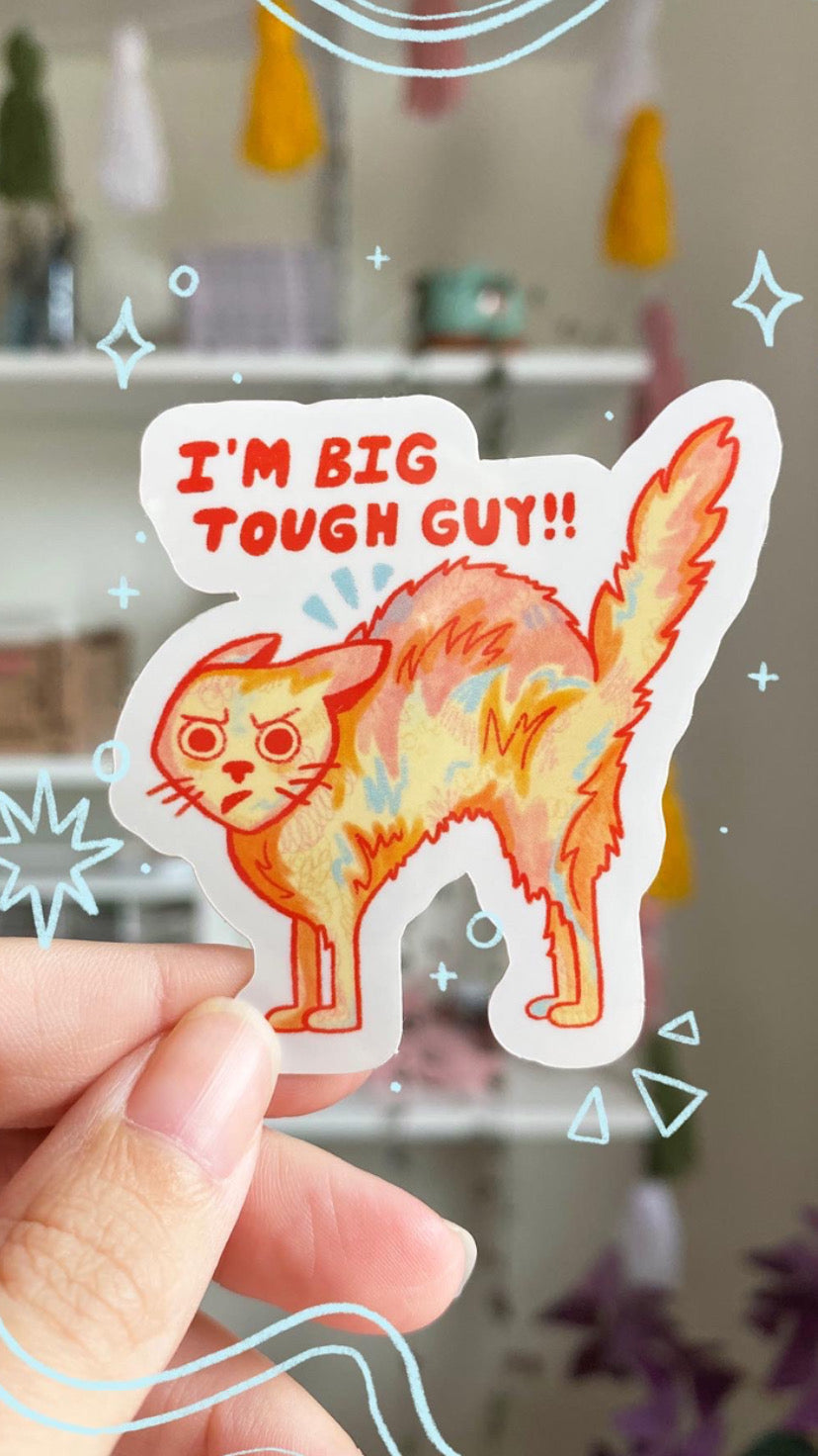 big tough guy cat sticker