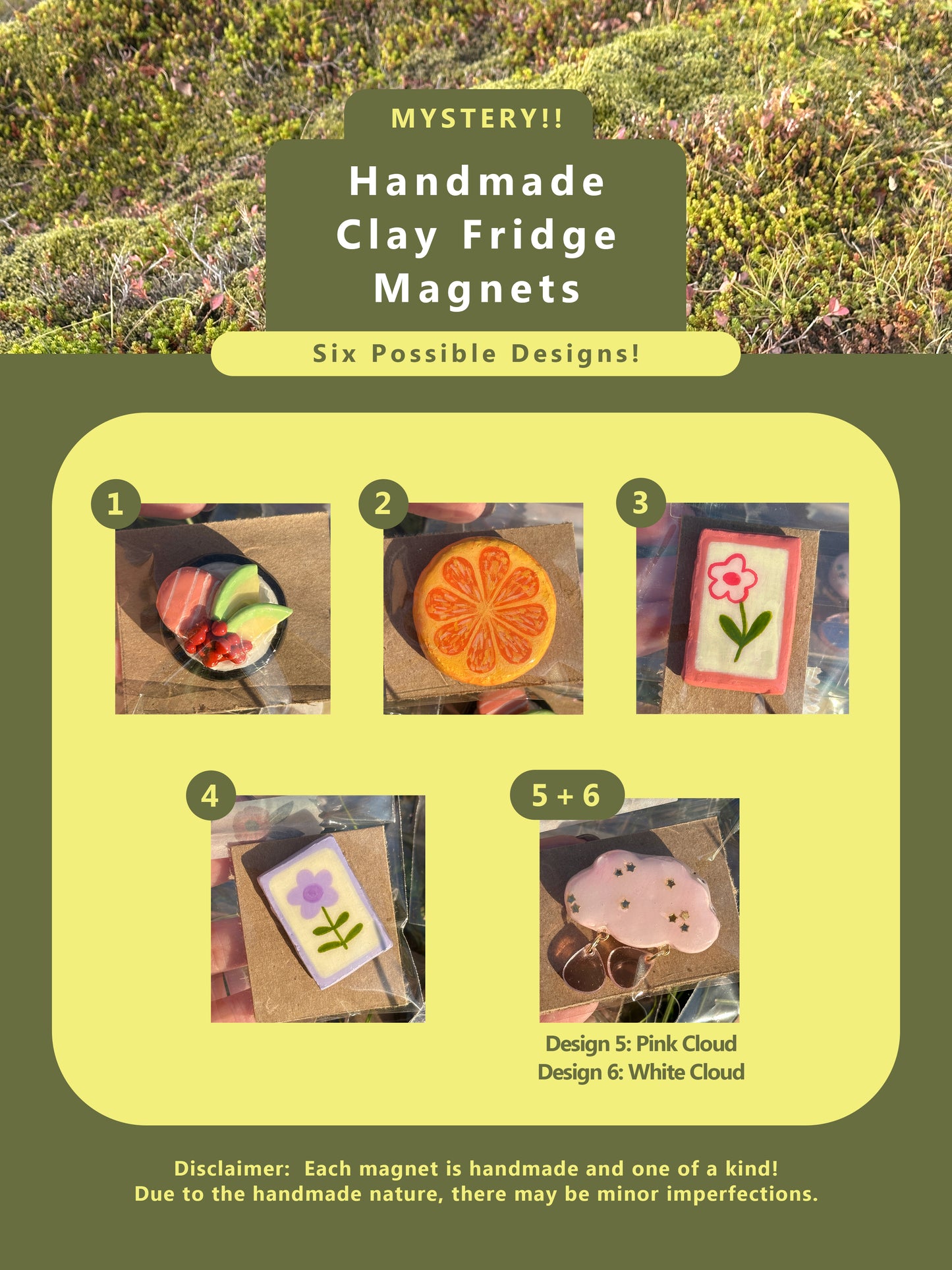 surprise handmade clay fridge magnet