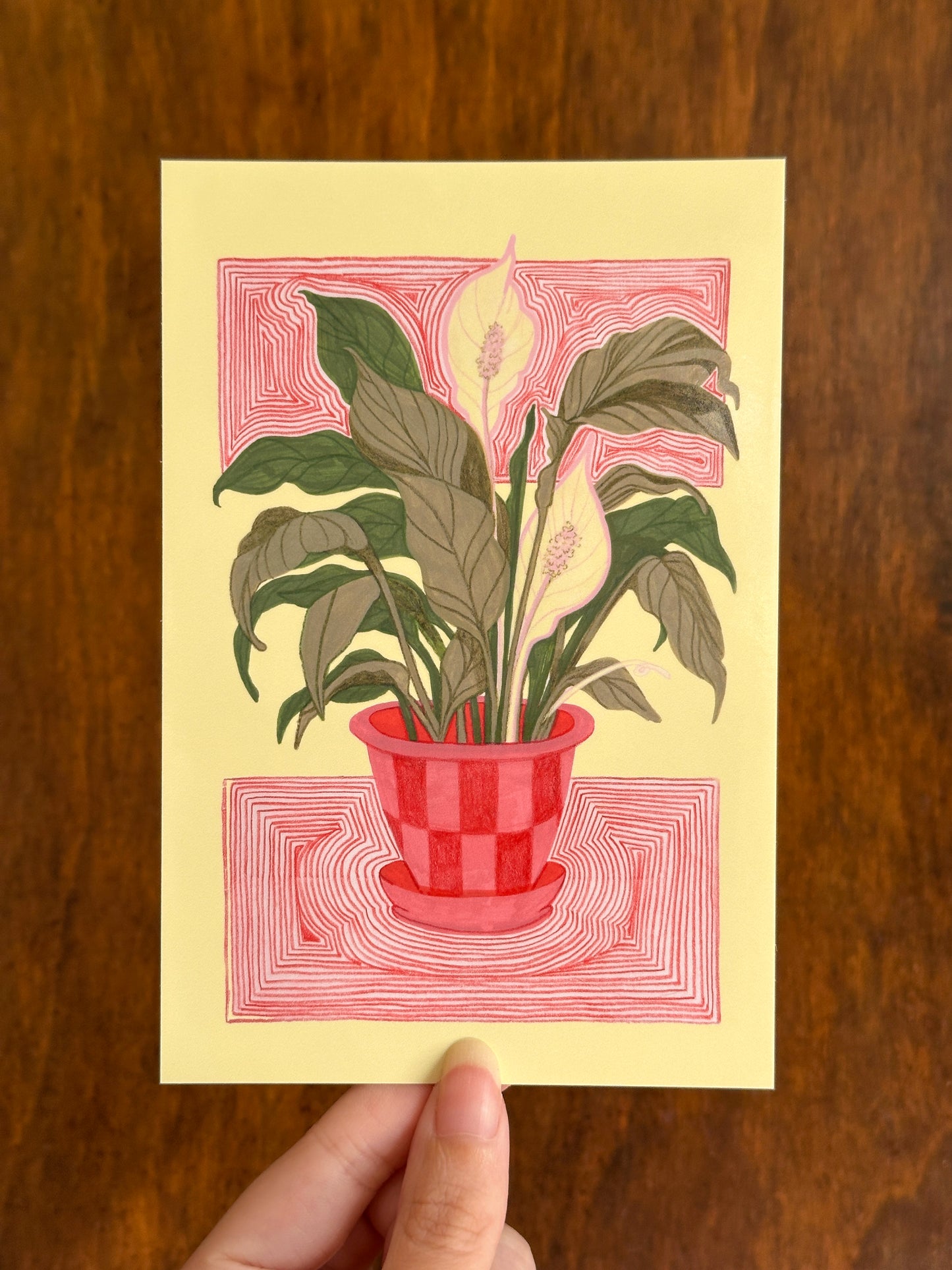 "morning at the coffee shop mini art print (4x6 postcard, small artwork)