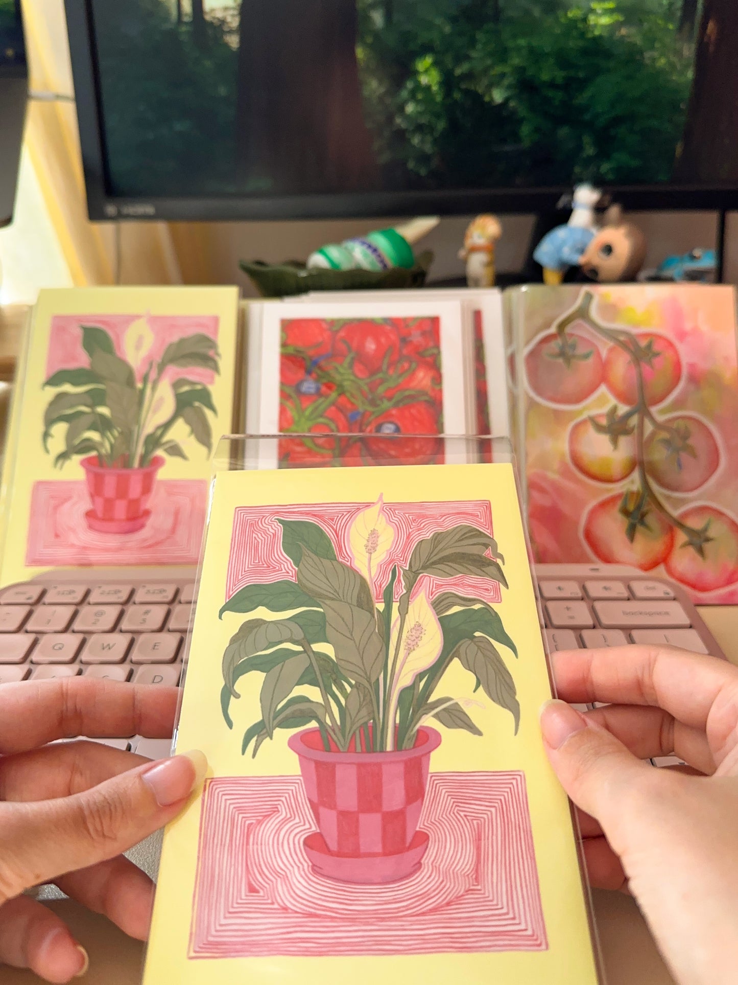 "morning at the coffee shop mini art print (4x6 postcard, small artwork)