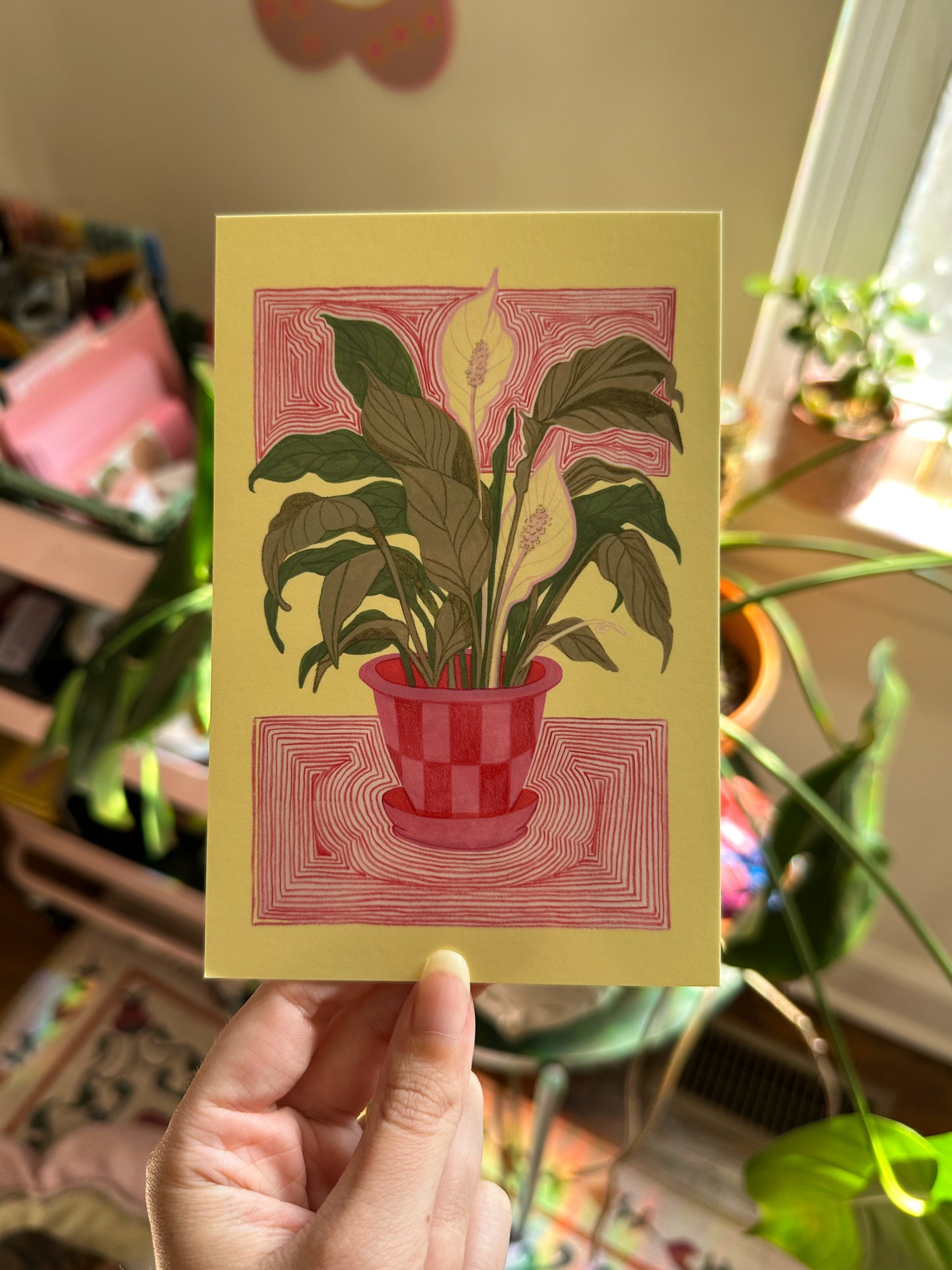 "morning at the coffee shop mini art print (4x6 postcard, small artwork)