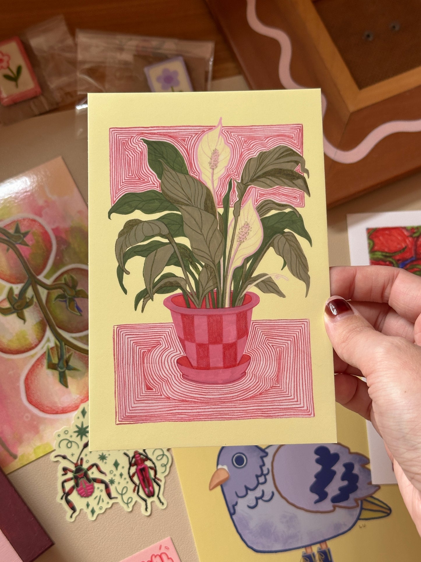 "morning at the coffee shop mini art print (4x6 postcard, small artwork)