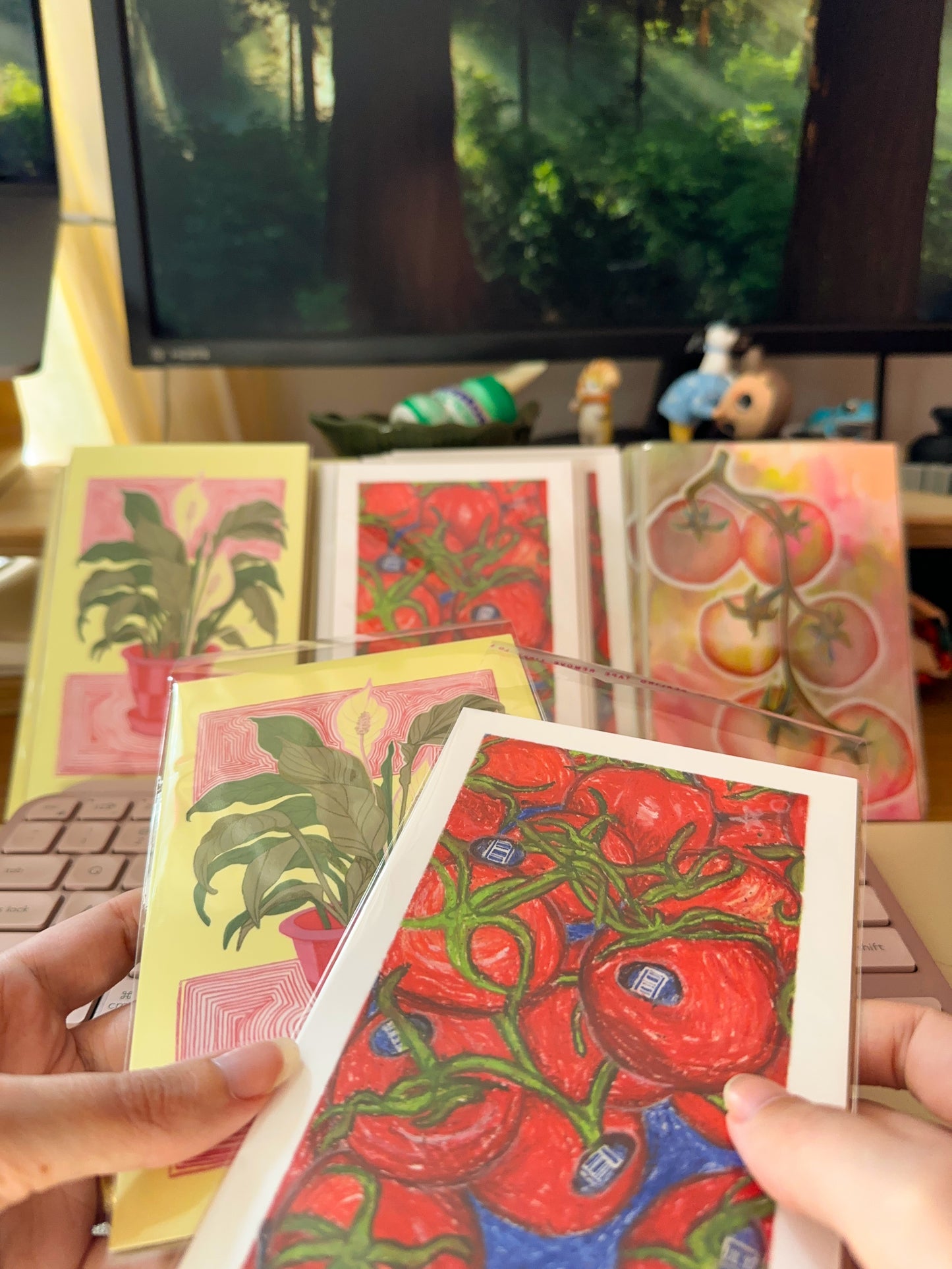 "morning at the coffee shop mini art print (4x6 postcard, small artwork)