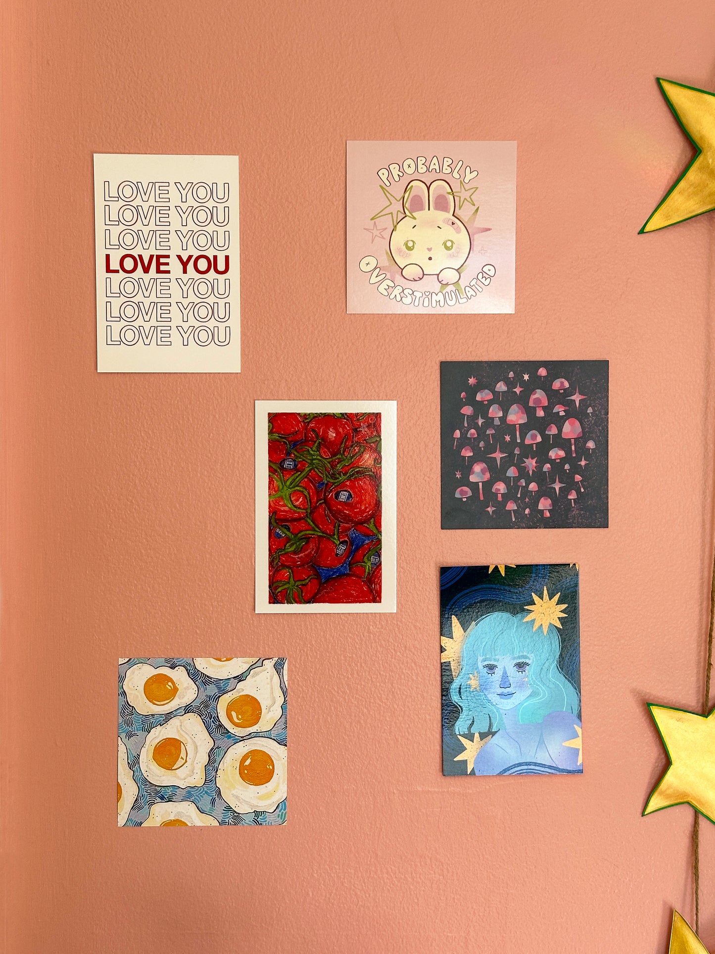 grocery store tomatoes mini art print (4x6 postcard, small artwork)