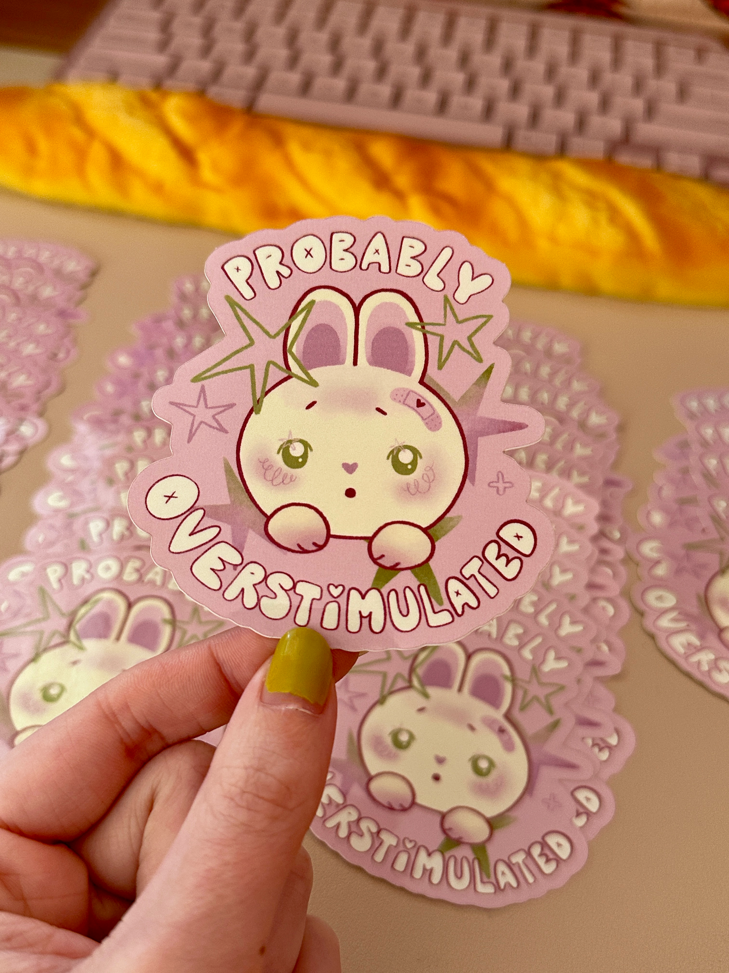 probably overstimulated bunny sticker