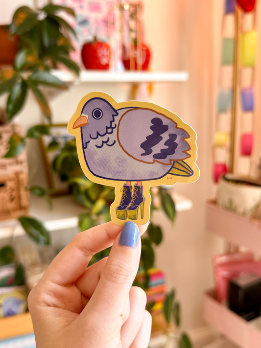 sassy pigeon in boots sticker