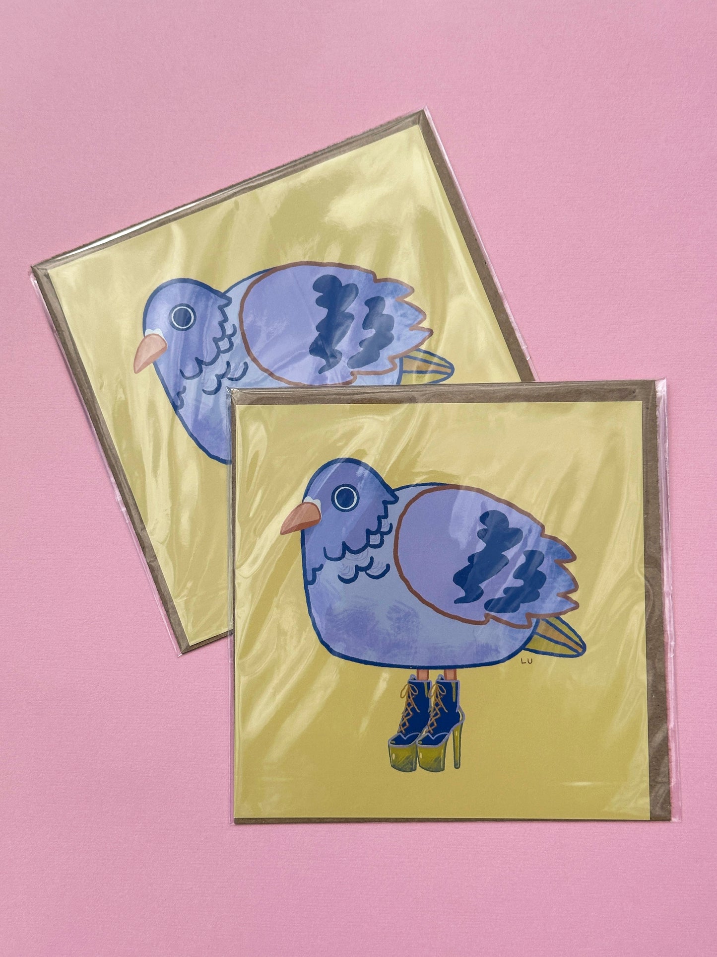 silly pigeon in heels mini art print (5x5)