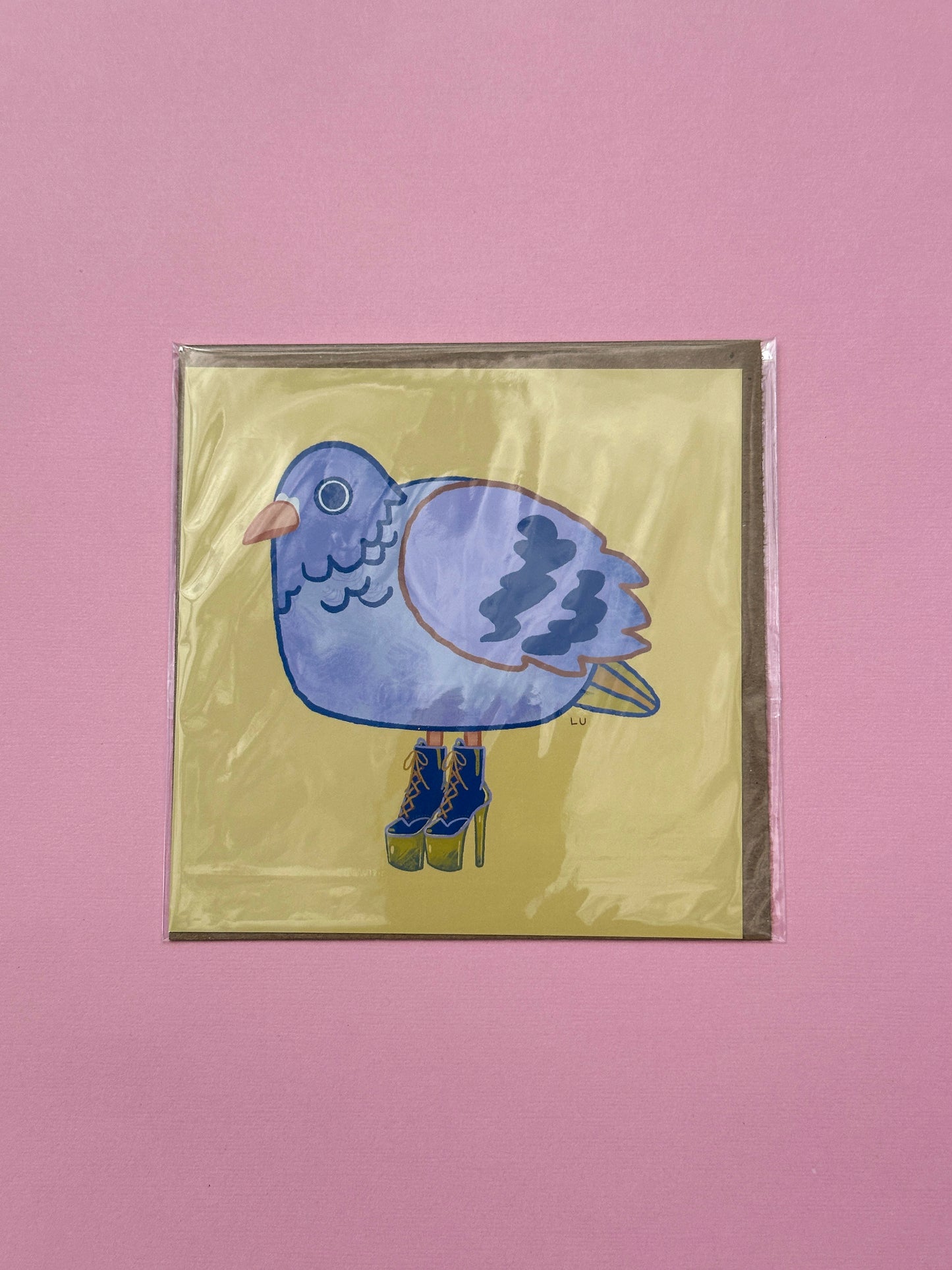 silly pigeon in heels mini art print (5x5)