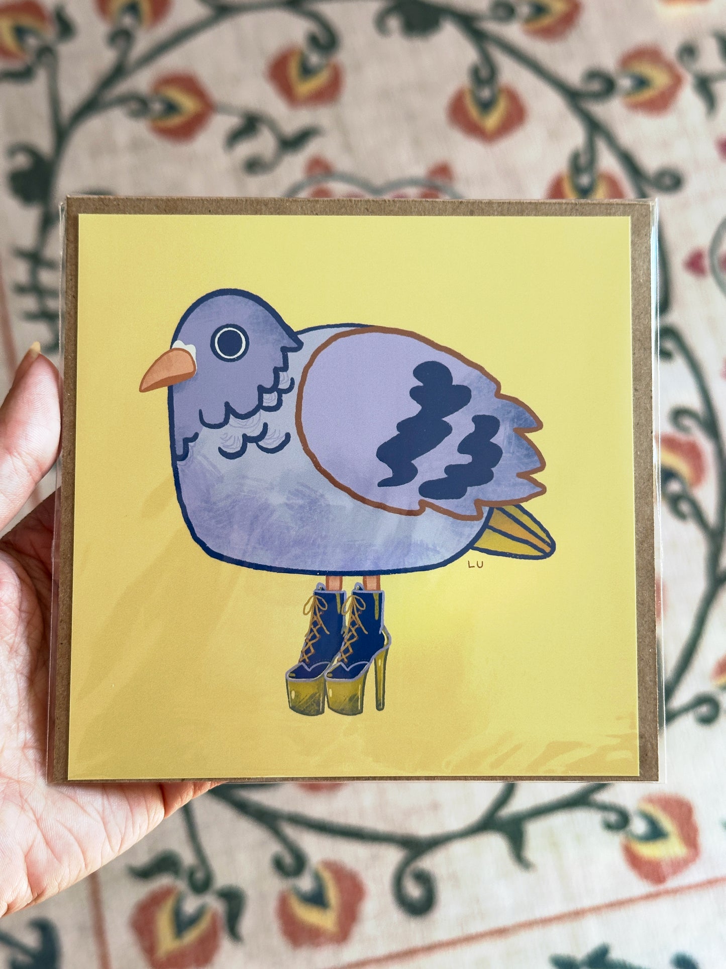 silly pigeon in heels mini art print (5x5)