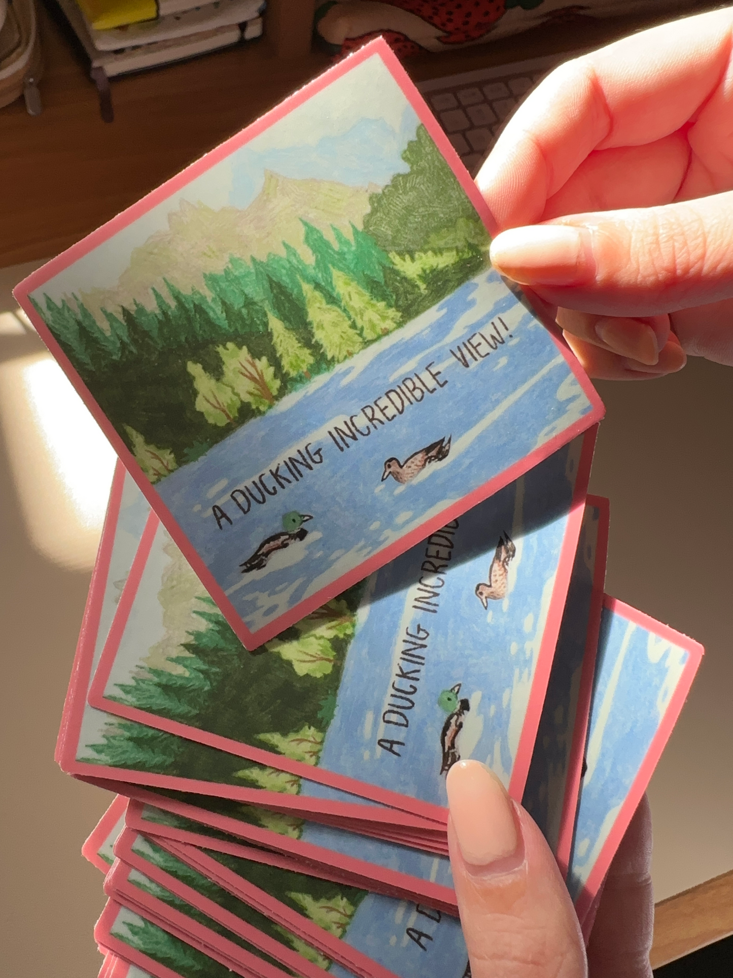 a ducking incredible view sticker - soft matte finish