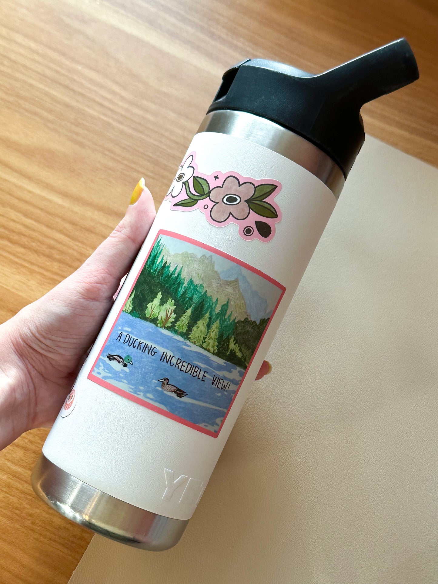 a ducking incredible view sticker - soft matte finish