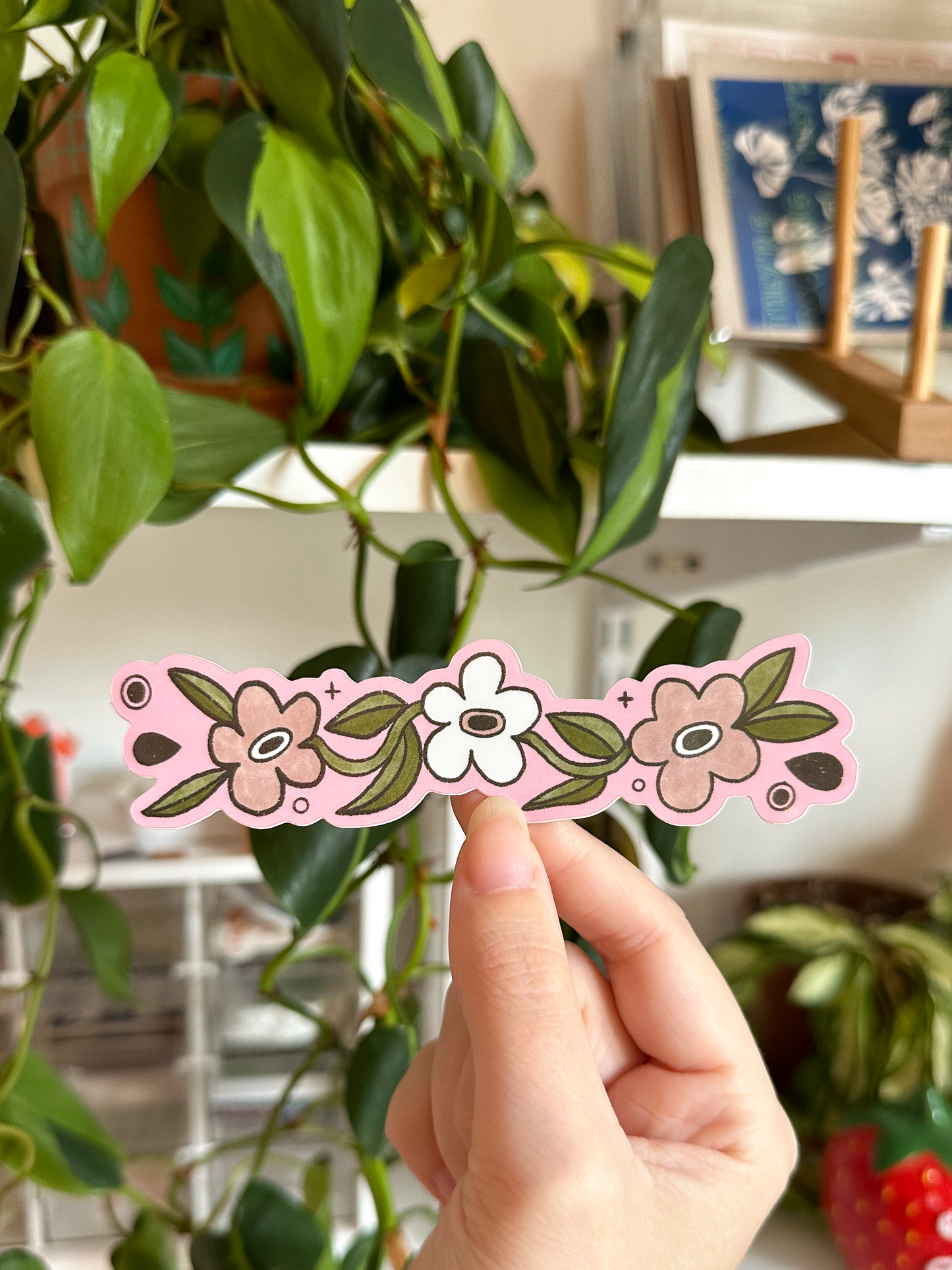 pink flowers gap filler sticker