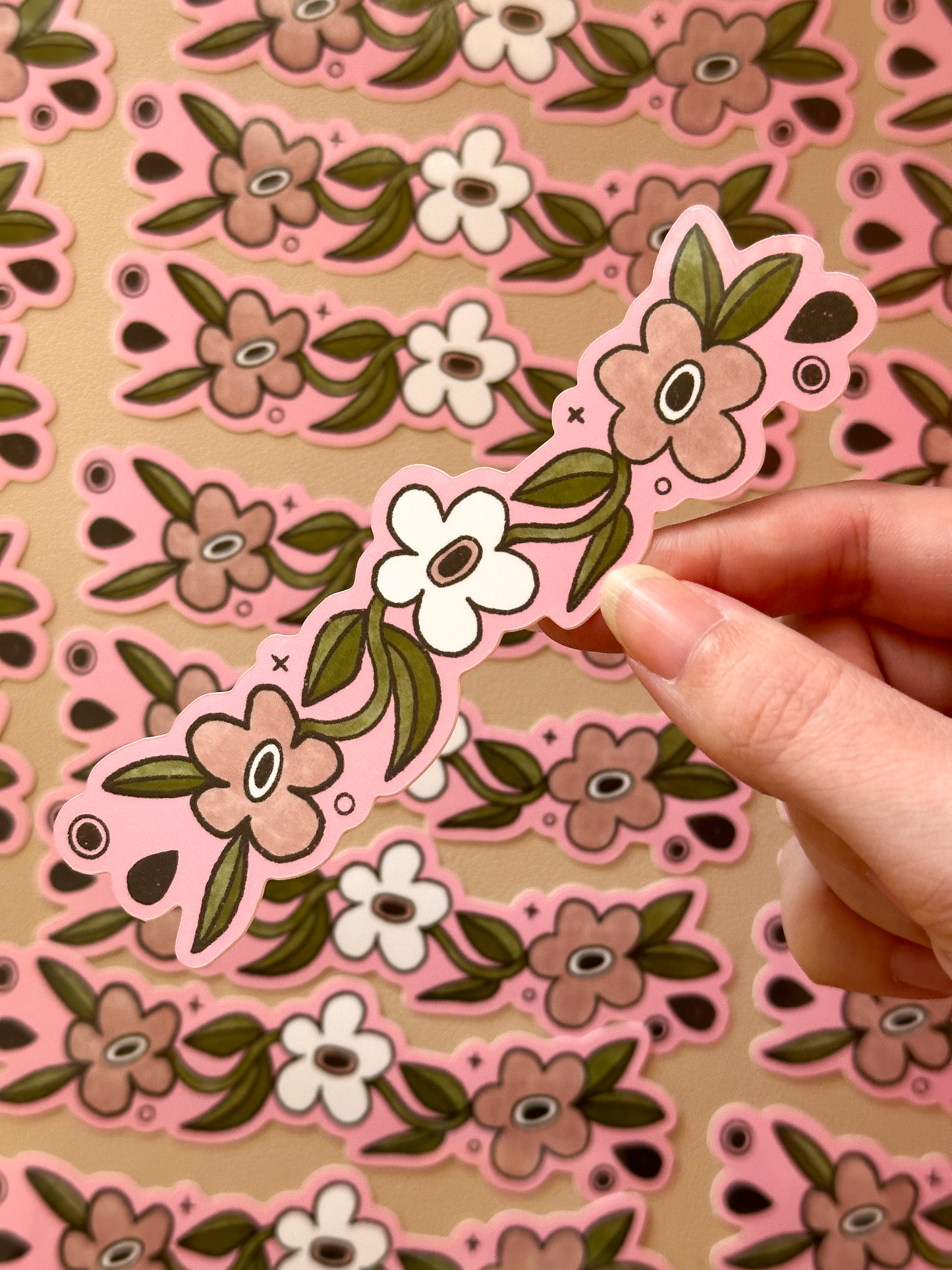 pink flowers gap filler sticker