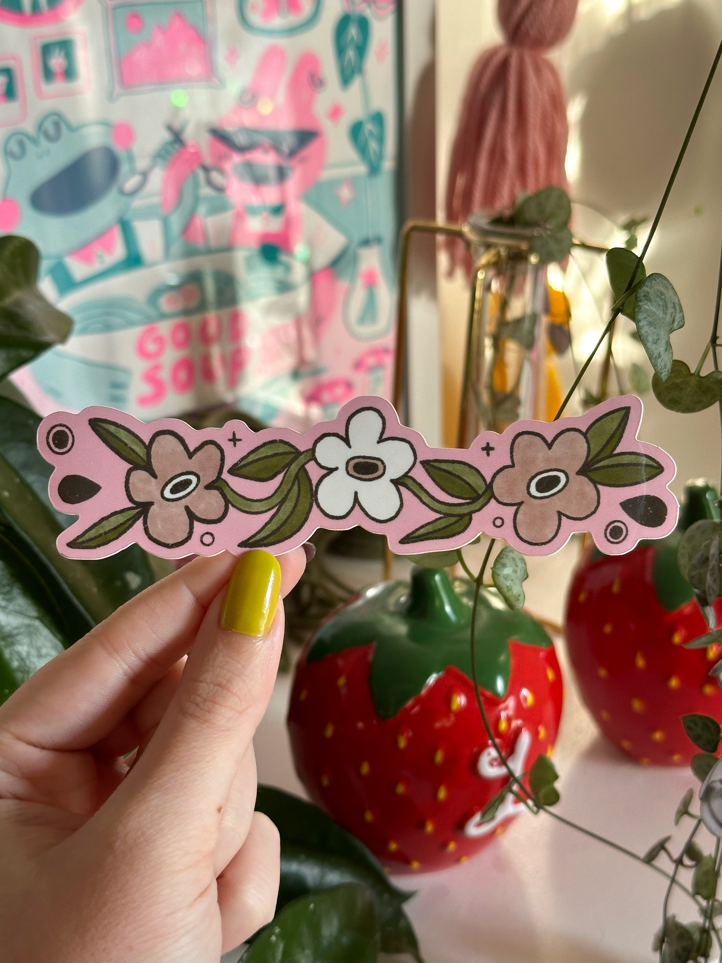 pink flowers gap filler sticker