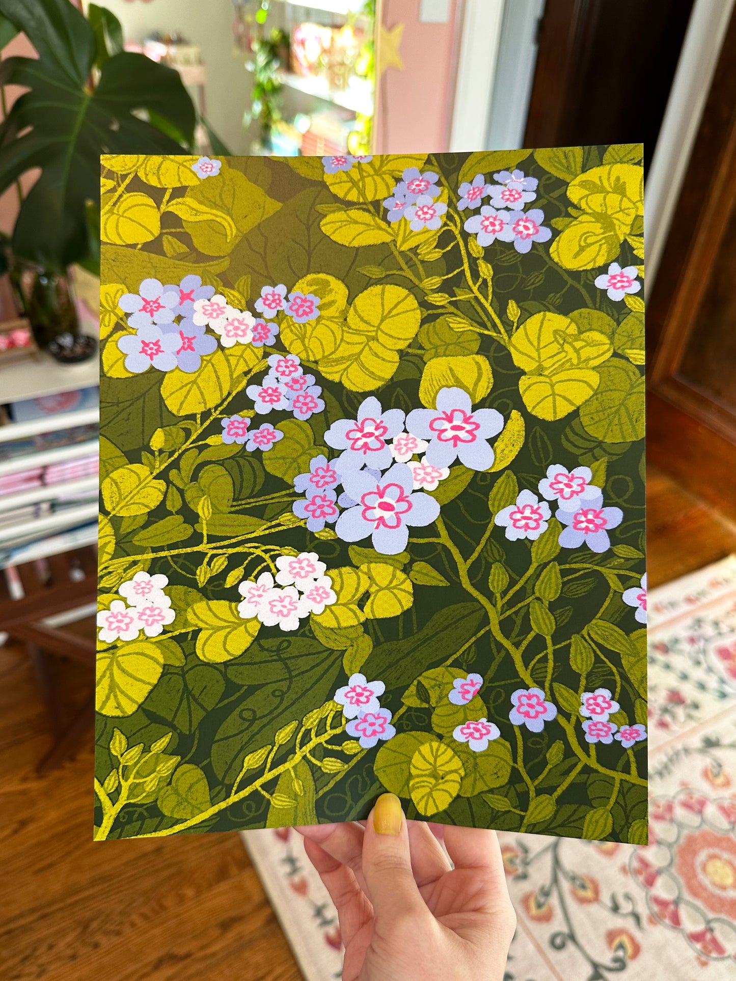 "don't forget me" floral plant art print - 8x10