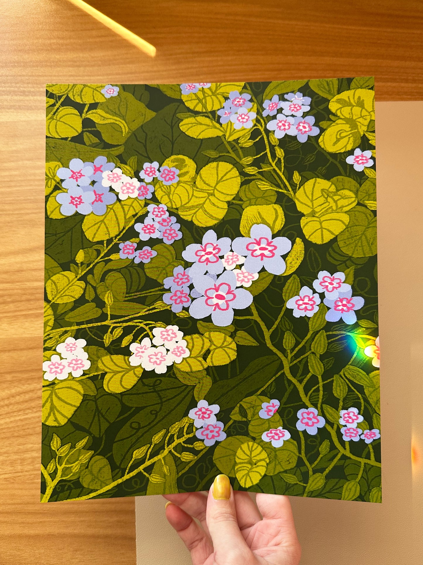 "don't forget me" floral plant art print - 8x10