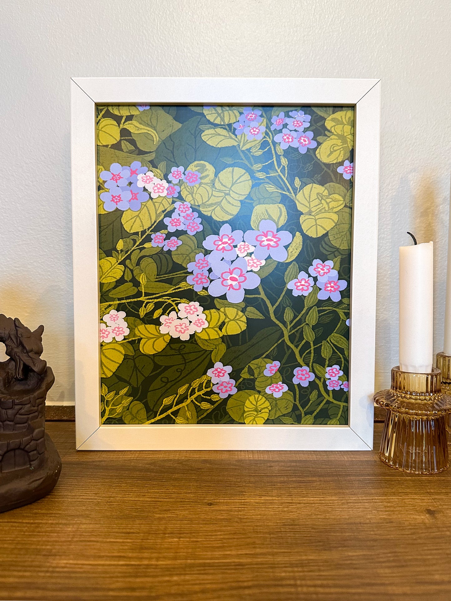 "don't forget me" floral plant art print - 8x10