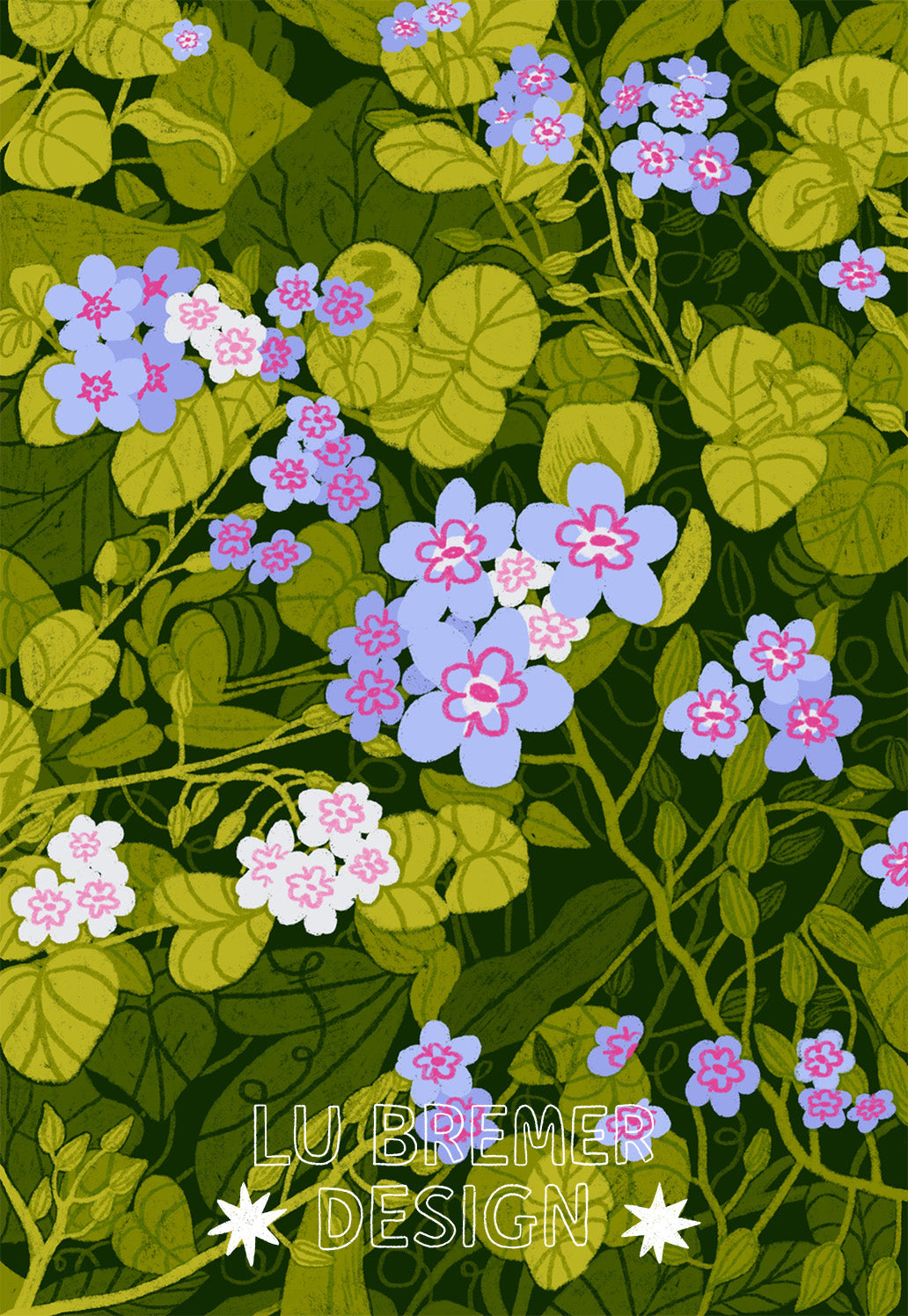 "don't forget me" floral plant art print - 8x10