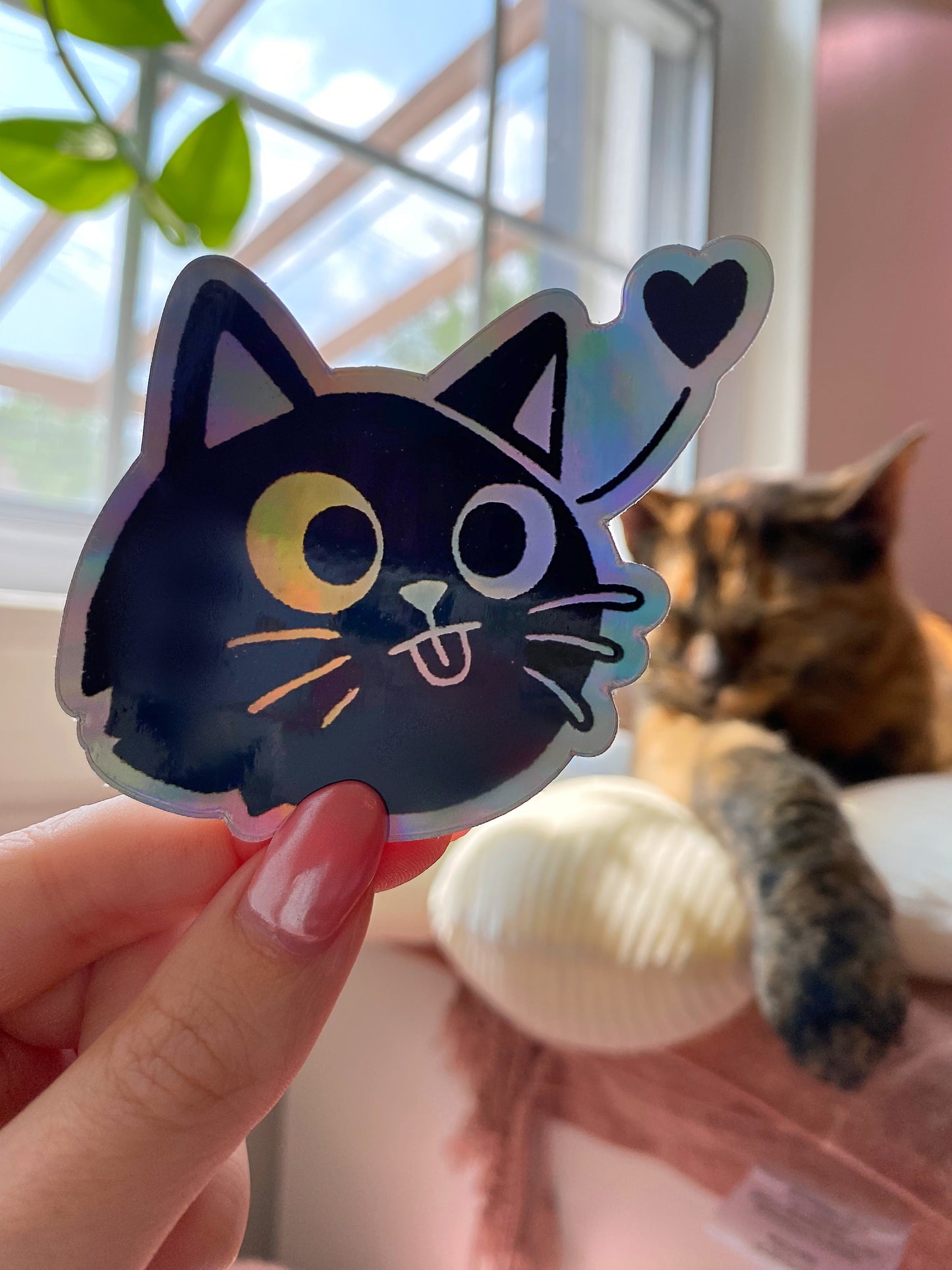 holocat holographic cat sticker