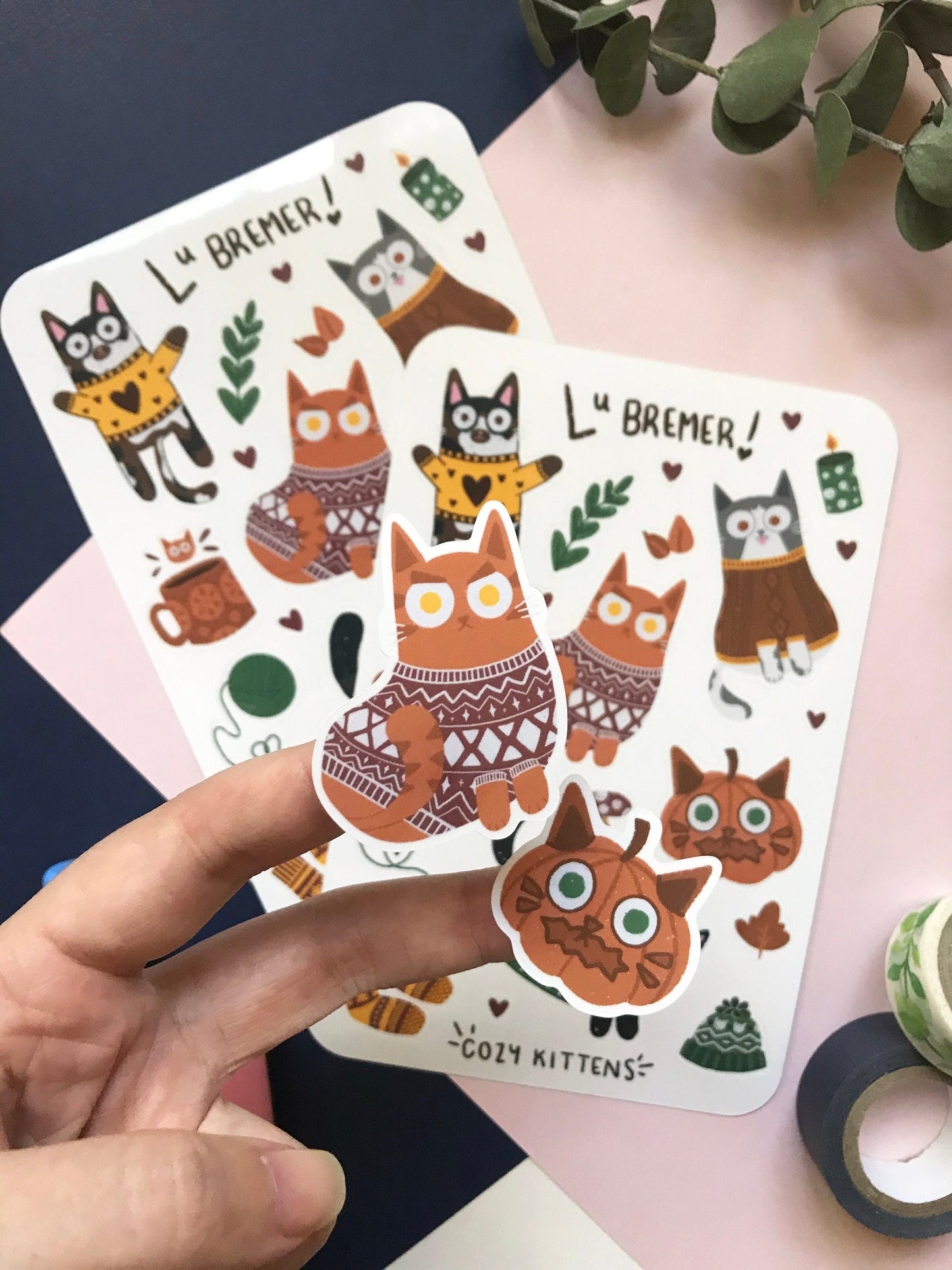cozy kittens sticker sheet