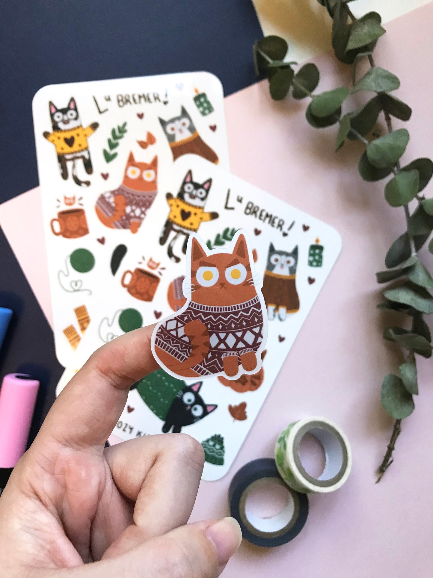 cozy kittens sticker sheet