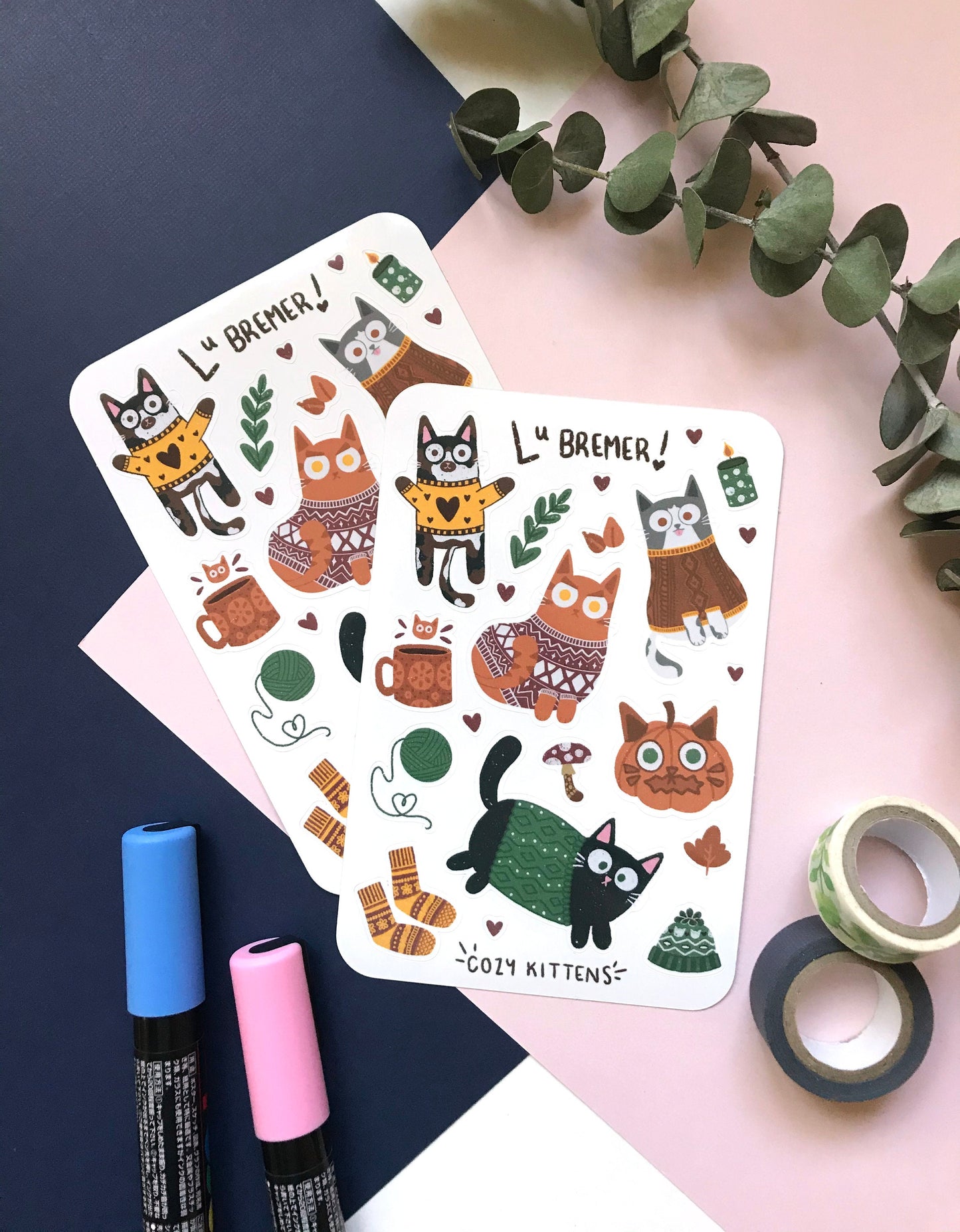 cozy kittens sticker sheet