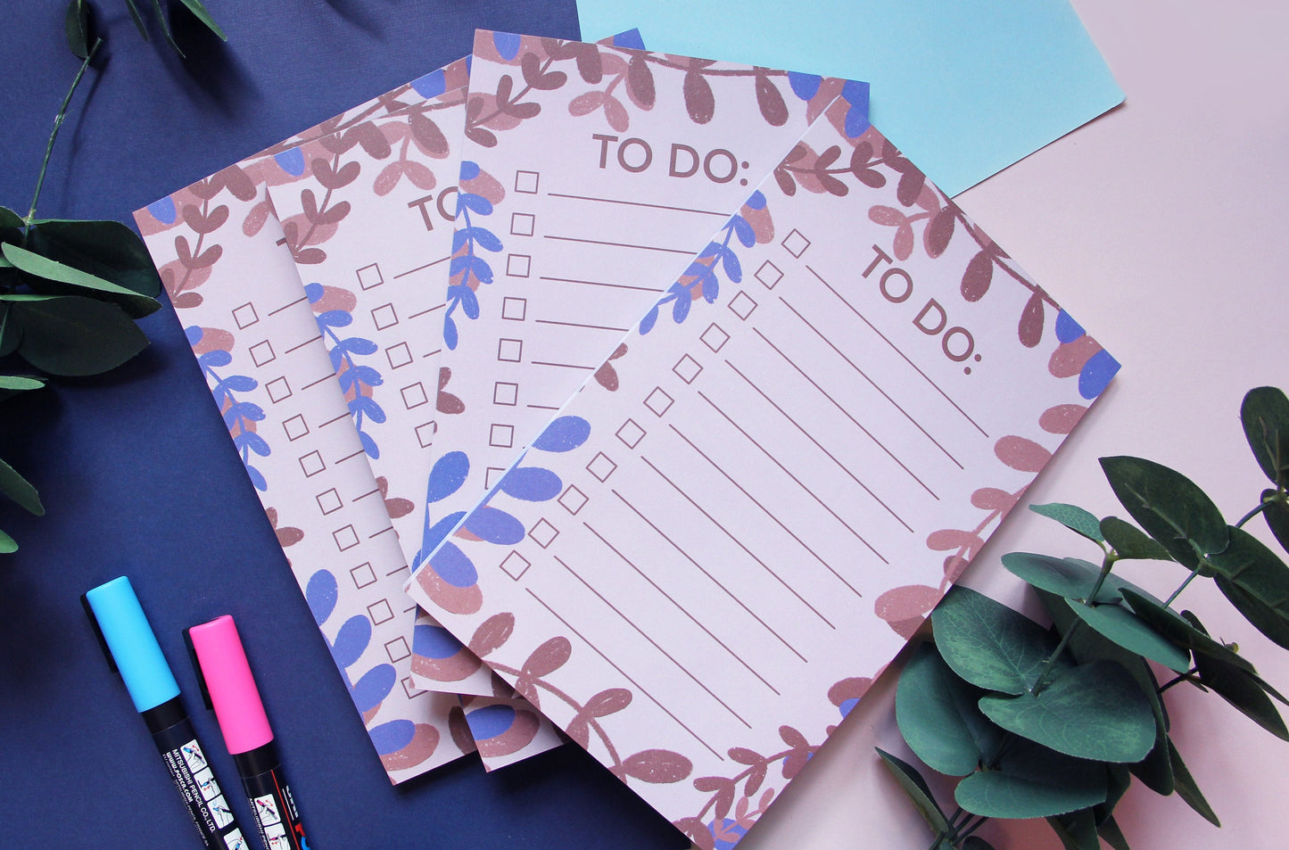 pink botanical to-do list notepad