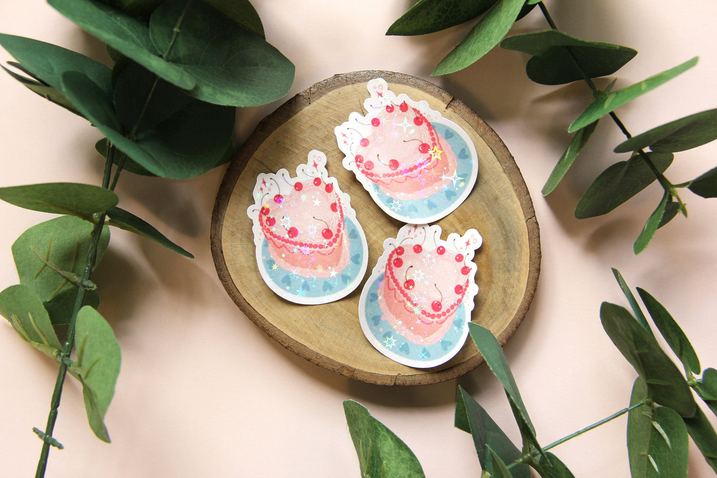 holographic heart cake sticker