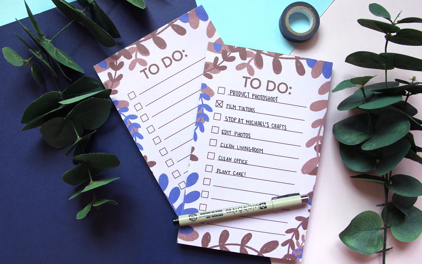 pink botanical to-do list notepad