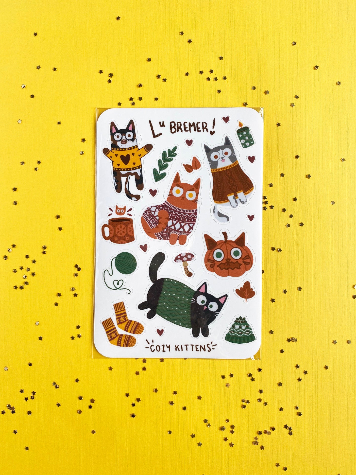 cozy kittens sticker sheet