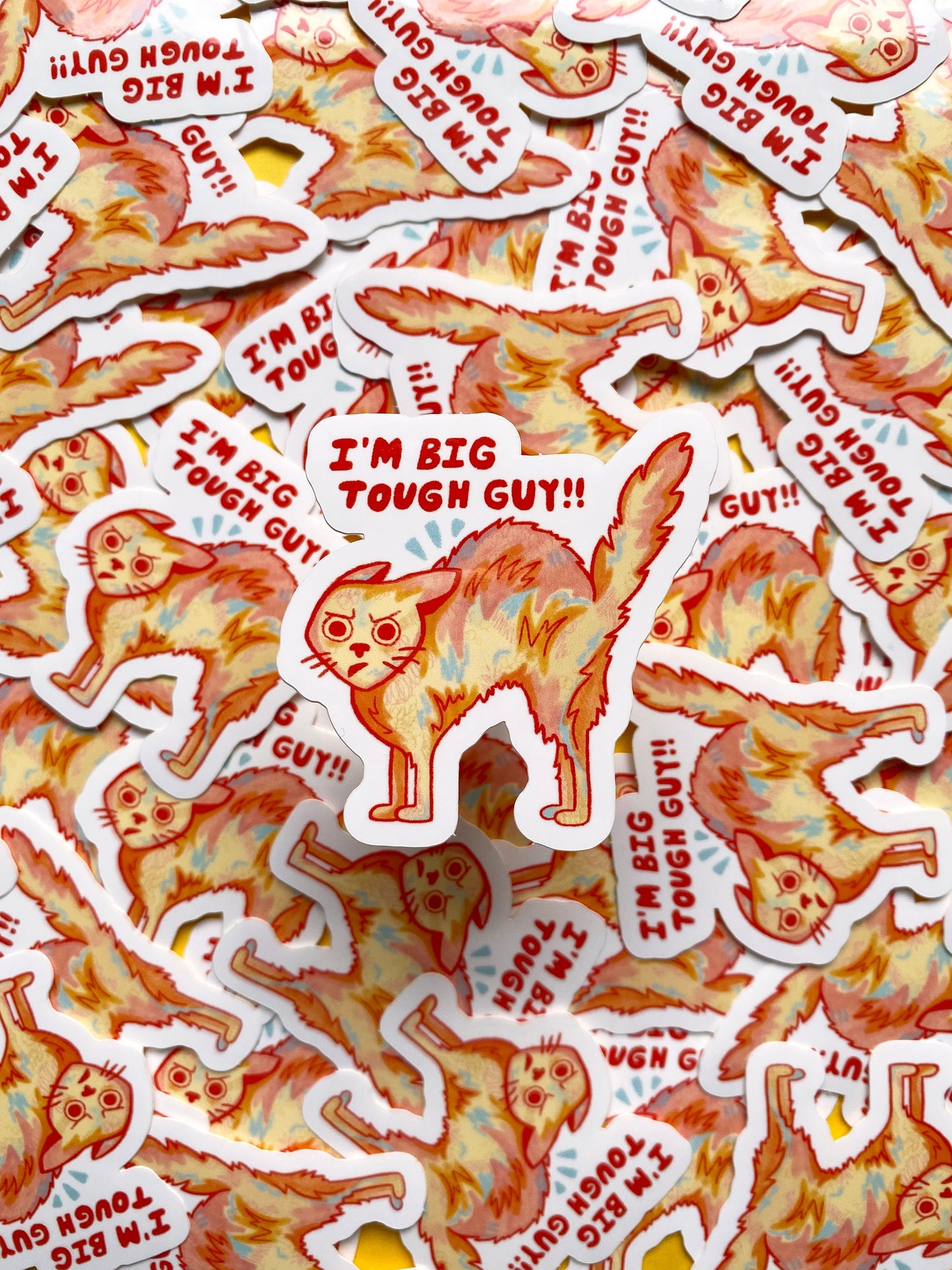 big tough guy cat sticker