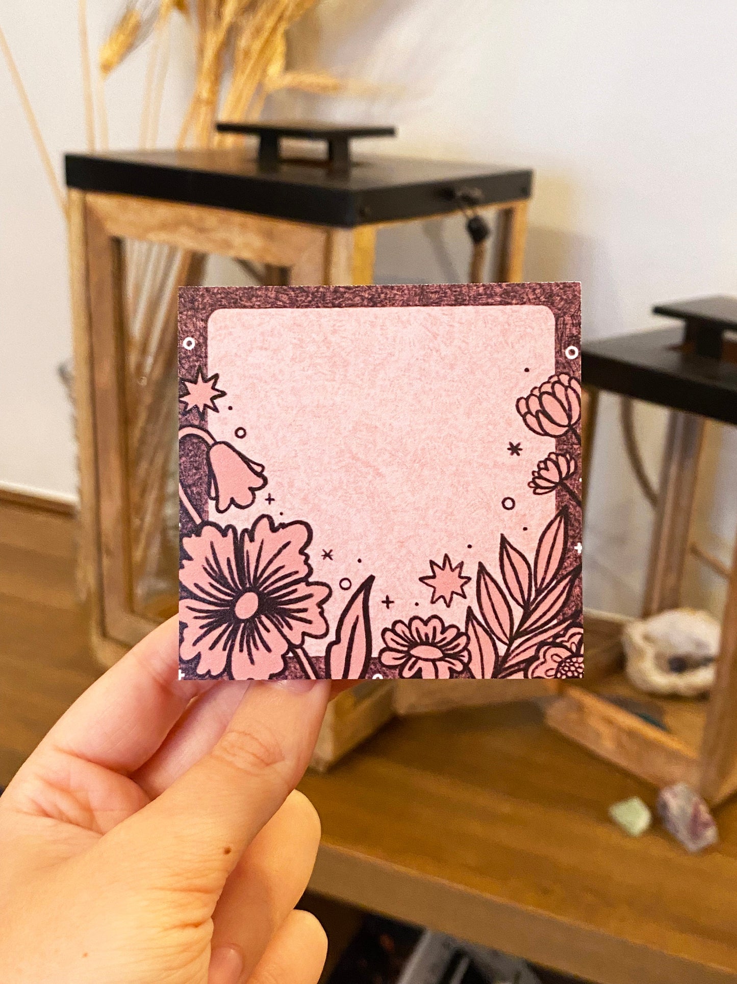 pink flowers sticky notes