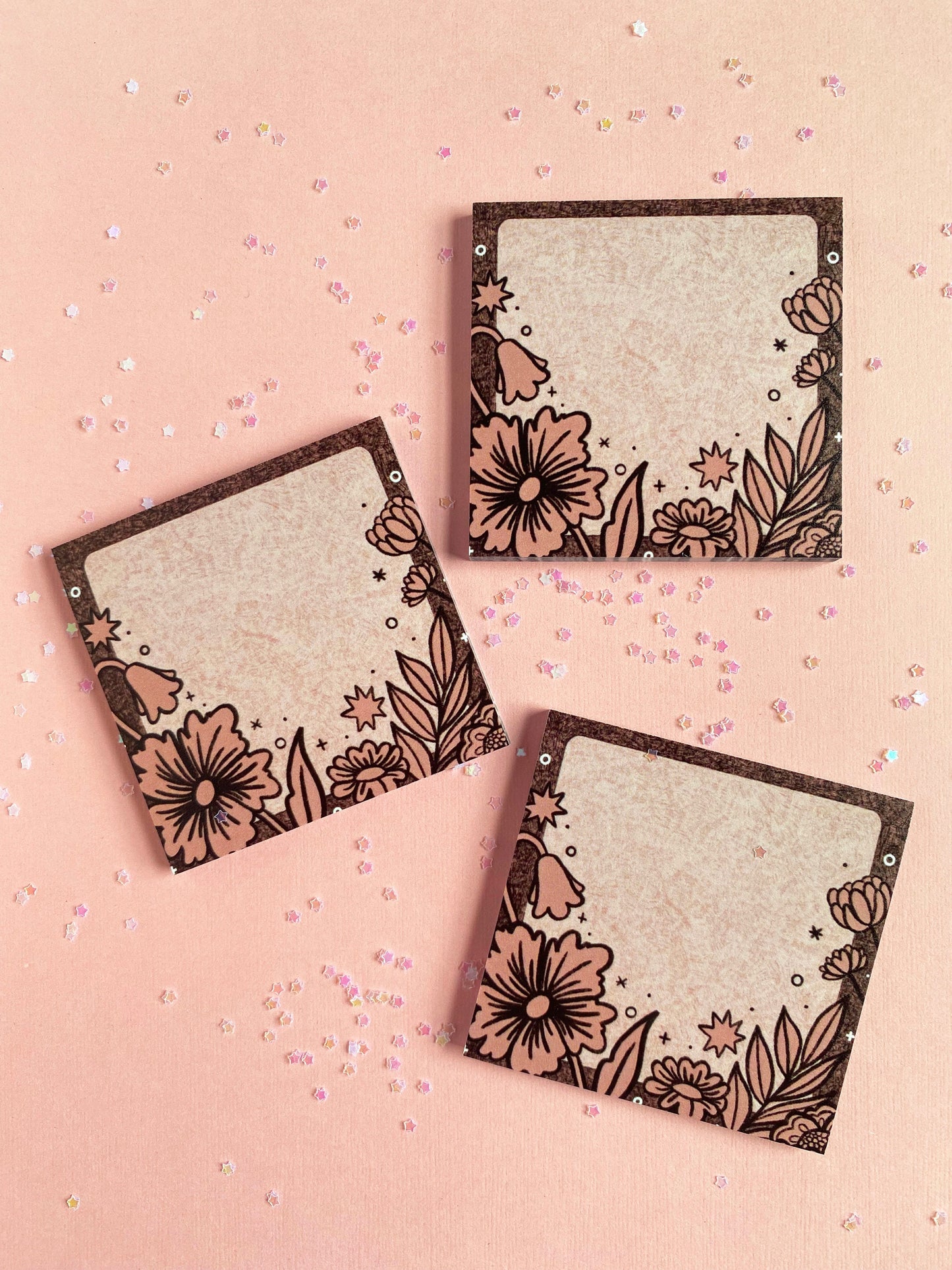 pink flowers sticky notes
