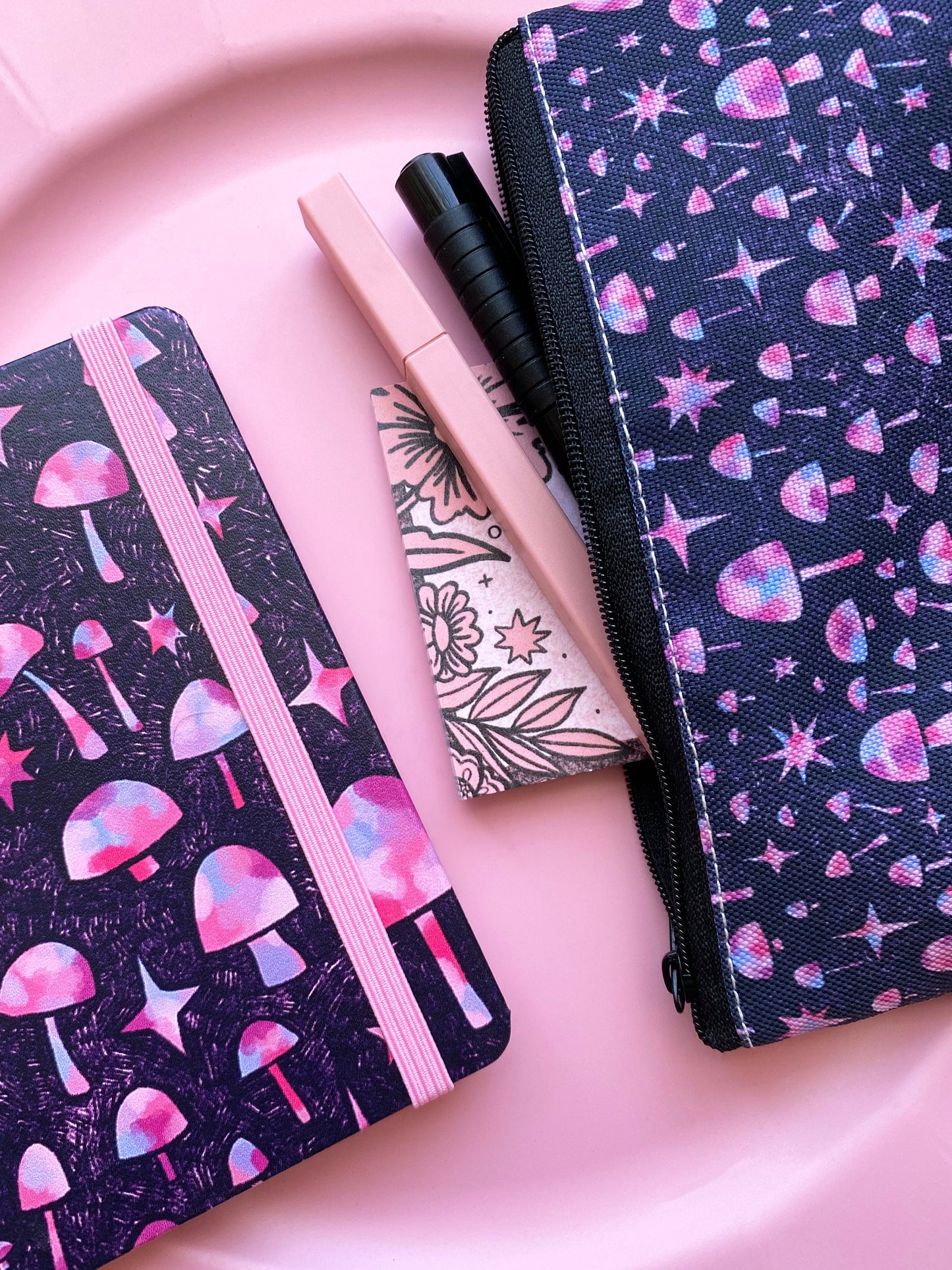 mushroom print mini pocket notebook / journal