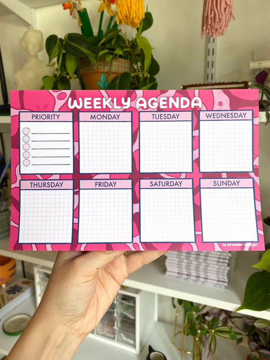 funky pink weekly notepad planner