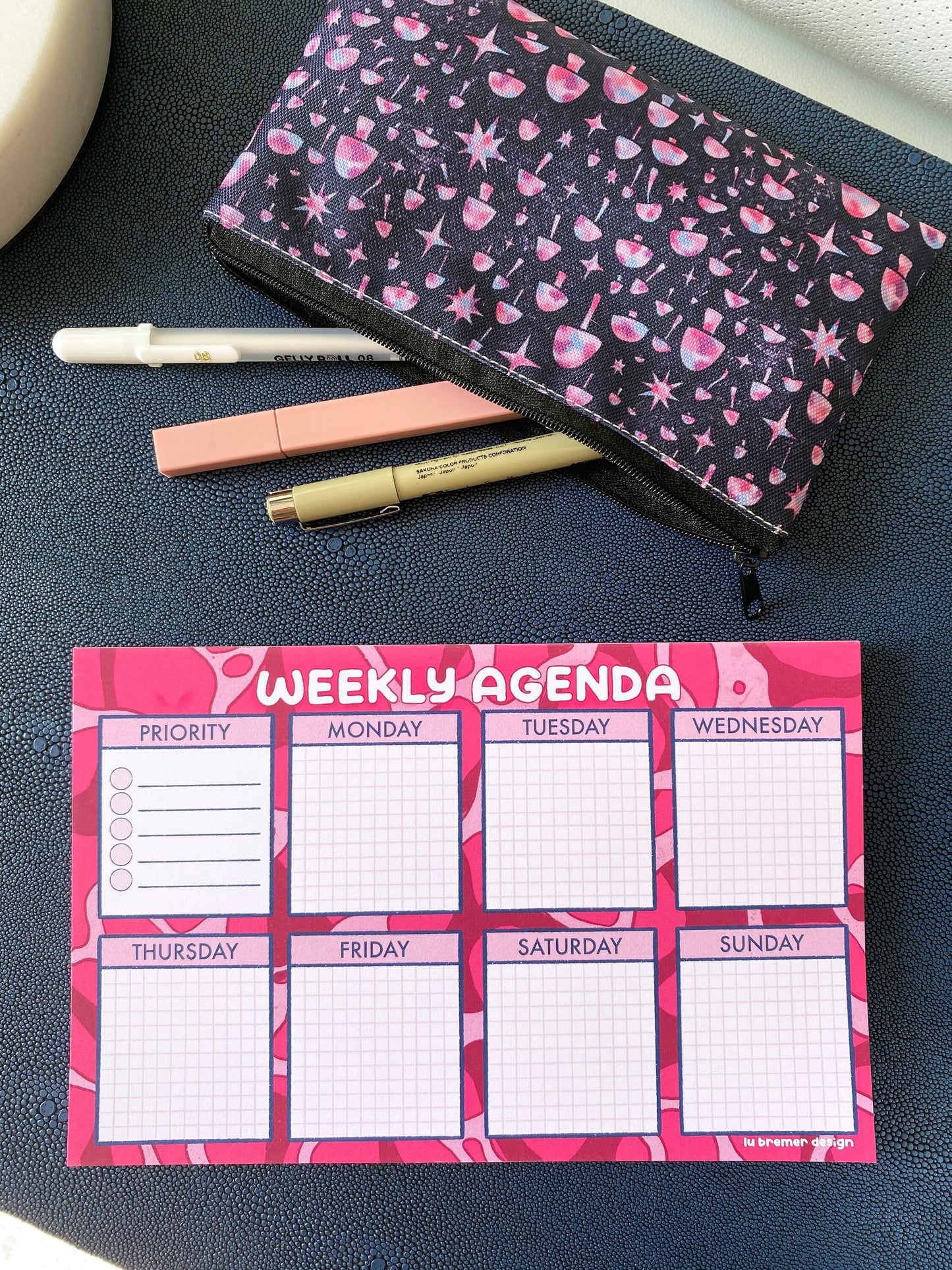 funky pink weekly notepad planner