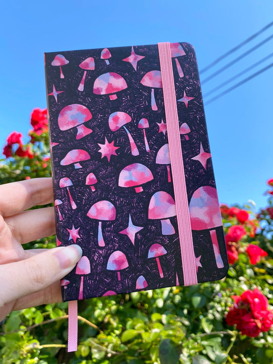 mushroom print mini pocket notebook / journal