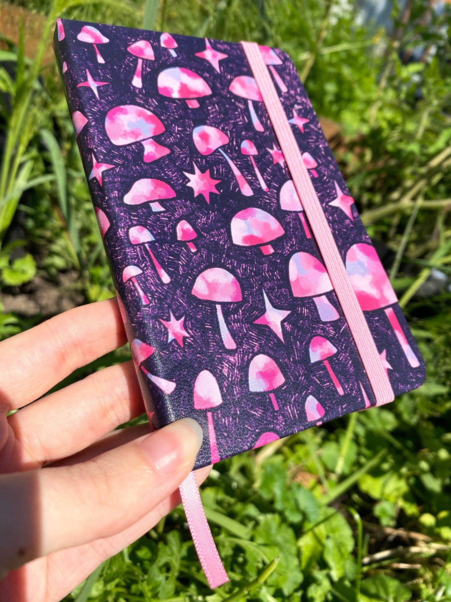 mushroom print mini pocket notebook / journal