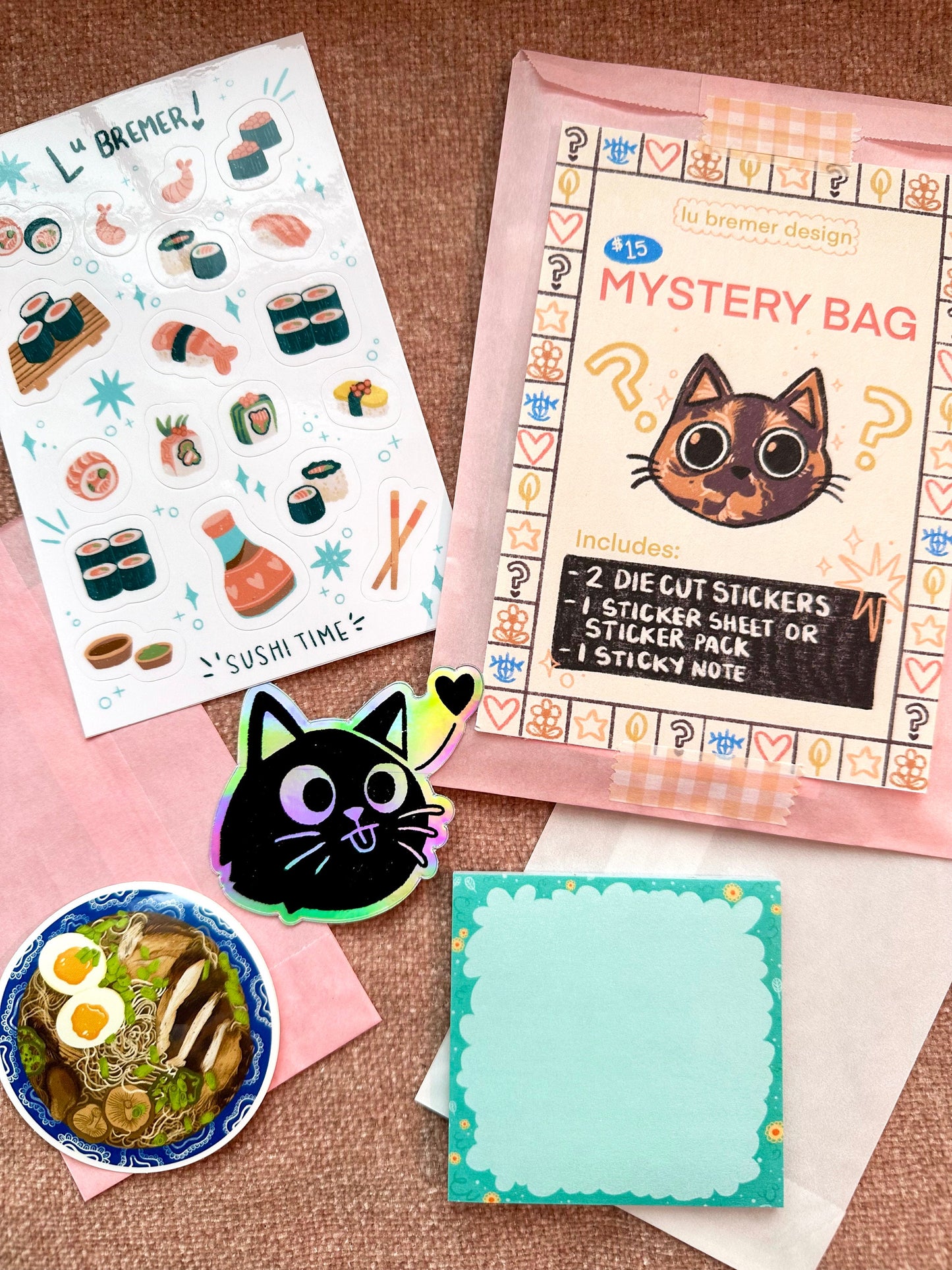 Mystery Surprise Bag | Random Stickers, Sticky Notes, Keychains, Magnets & Earrings | Blind Box